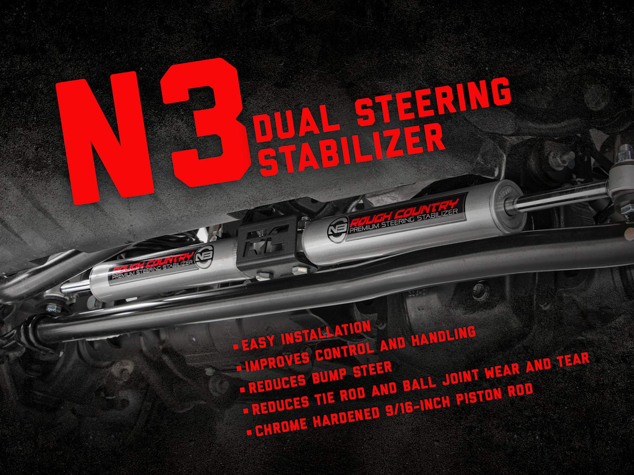 Rough Country N3 Dual Steering Stabilizer for 69-87 Chevy/GMC C10/K10-8735630