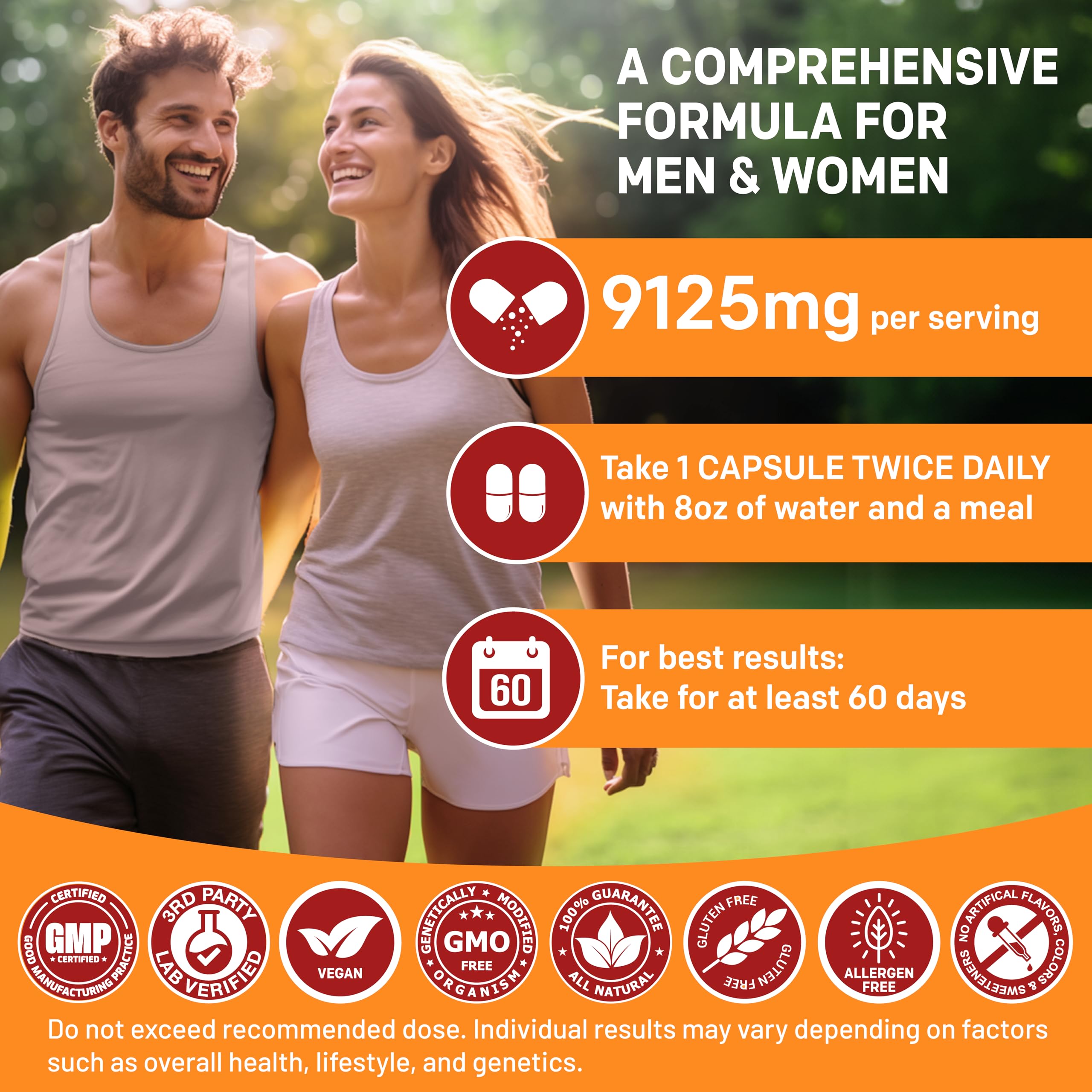 19-in-1 Peruvian Maca Root Capsules - 9125 mg Ashwagandha Supplements with Maca Fenugreek & Ginseng (120 Capsules), Pack of 2