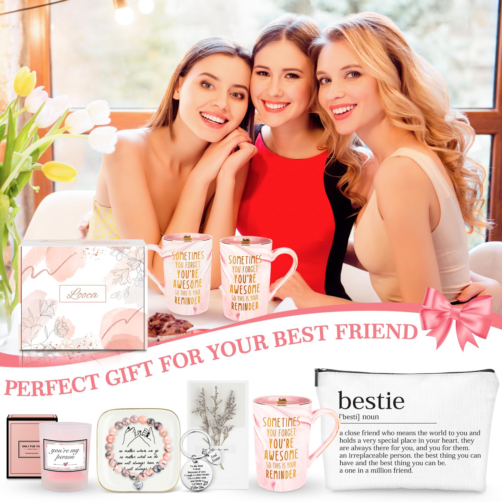 Best Friend Birthday Gifts for Women Friendship Gifts for Women Friends Unique Bestfriend Birthday Gift for Woman Bestfriend gift Ideas for Bestie BFF Soul Sister - Mug, Keychain, Candle, Bracelet
