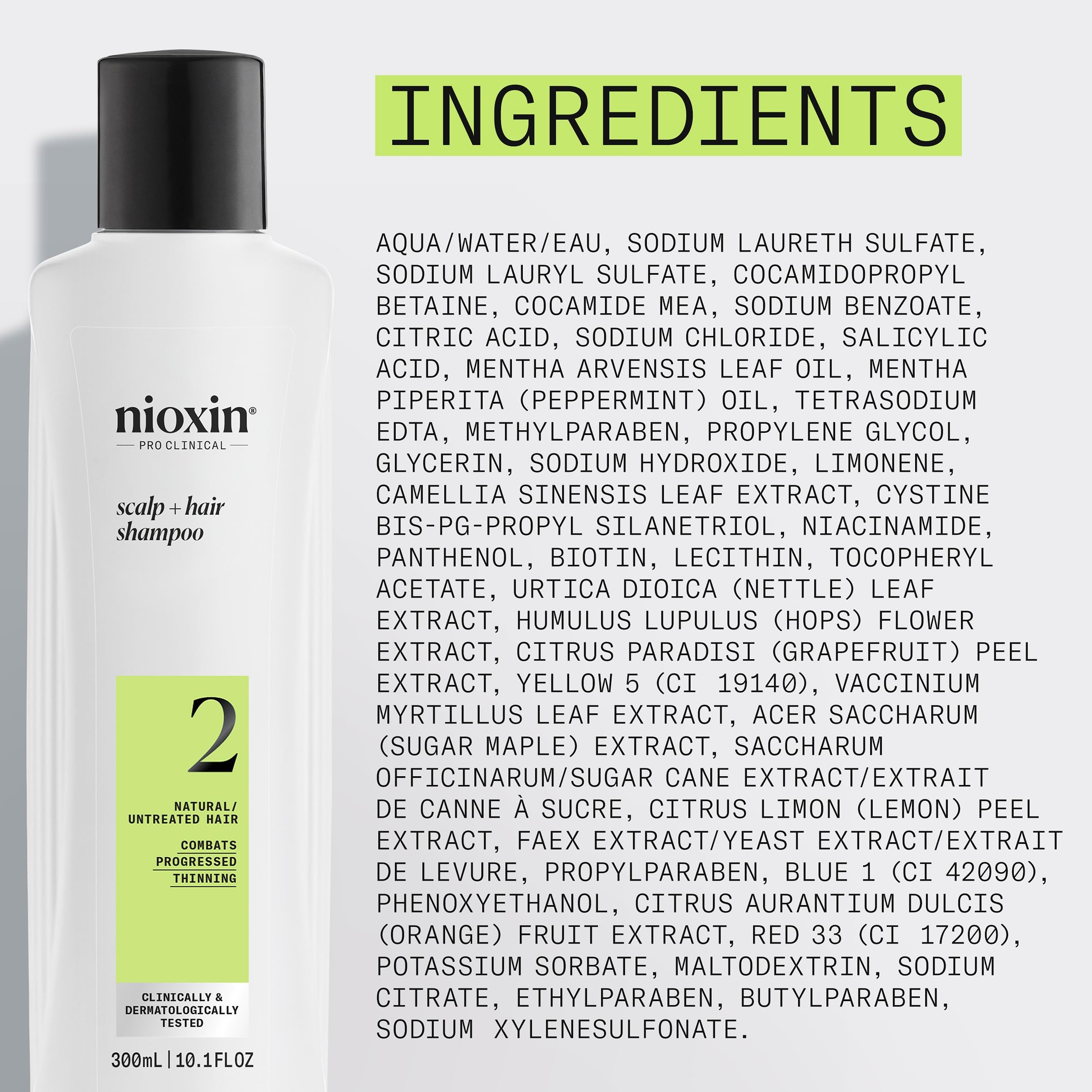 NIOXIN Scalp + Hair Thickening System 2 Shampoo| For Natural or Untreated Hair with Progressed Thinning |With Niacinamide and Biotin |10.1 Fl oz.