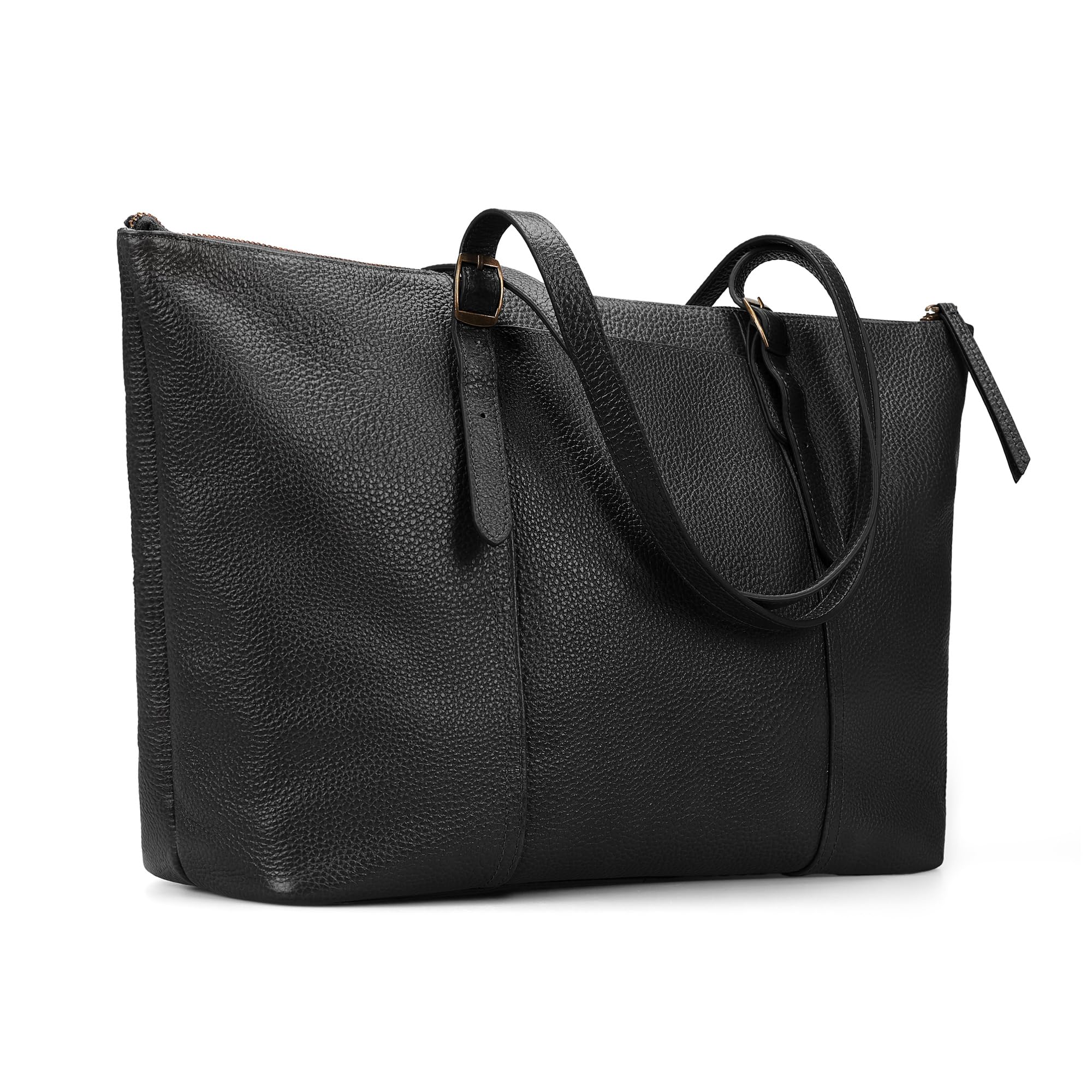 befen Vintage Genuine Leather Tote Bag for Women Work Large Tote Purse with Zipper Womens Top-Handle Handbags Black Purse with Compartments Designer Satchel Shoulder with Adjustable Strap for Travel