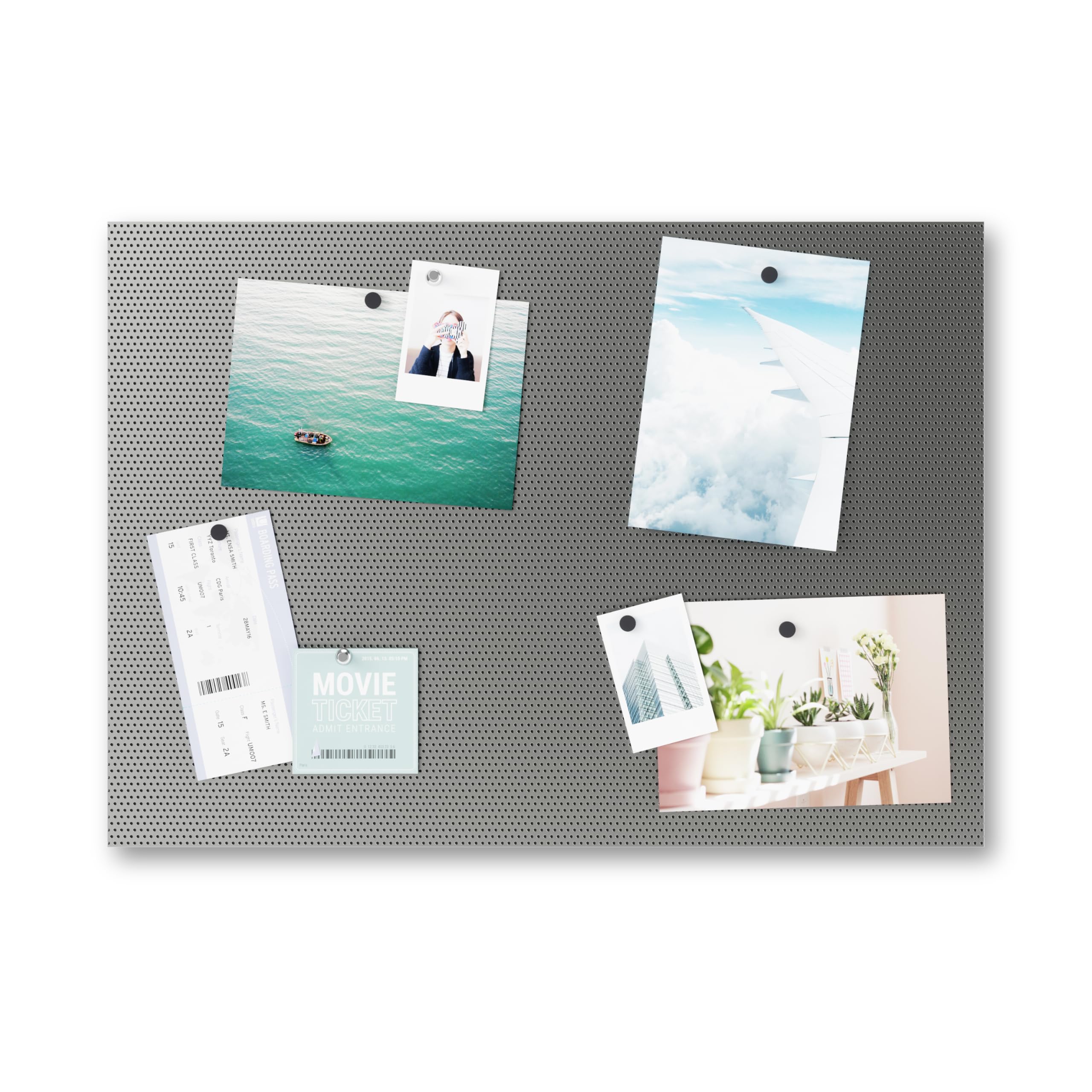 Umbra Bulletboard – Cork Board, Bulletin Board and Magnetic Board for walls – Modern Look with Dual Surface Design – Includes 12 Pushpins and 12 Magnets, 21x15 Inches