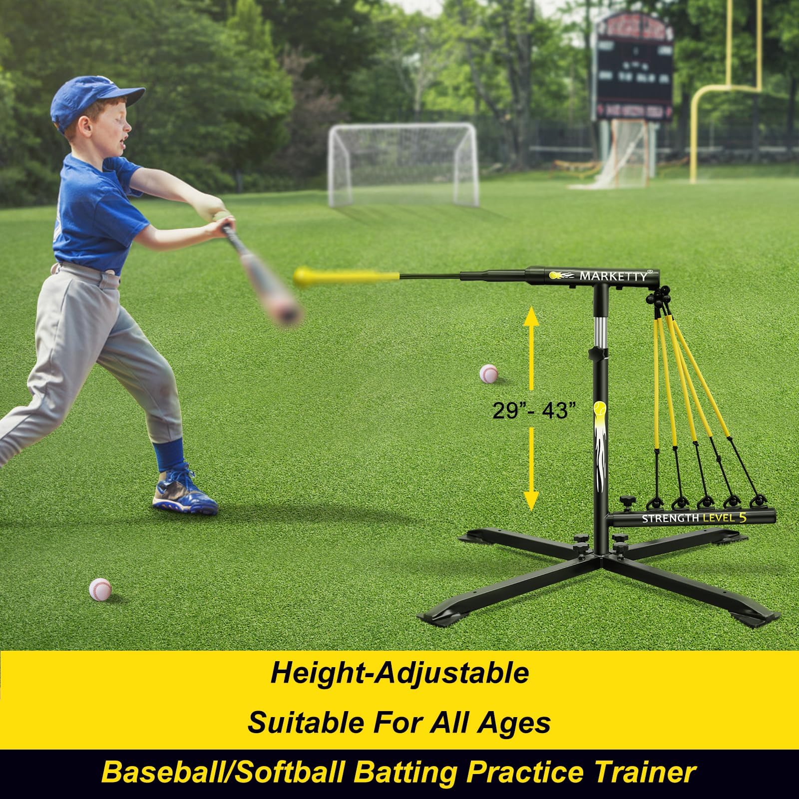 Baseball/Softball Swing Trainer Aid - Baseball Training Equipment, Upgraded Level 5 Elasticity Baseball/Softball Accessories - Equipment for Batting and Hitting, Premium Portable Batting Trainer Aid