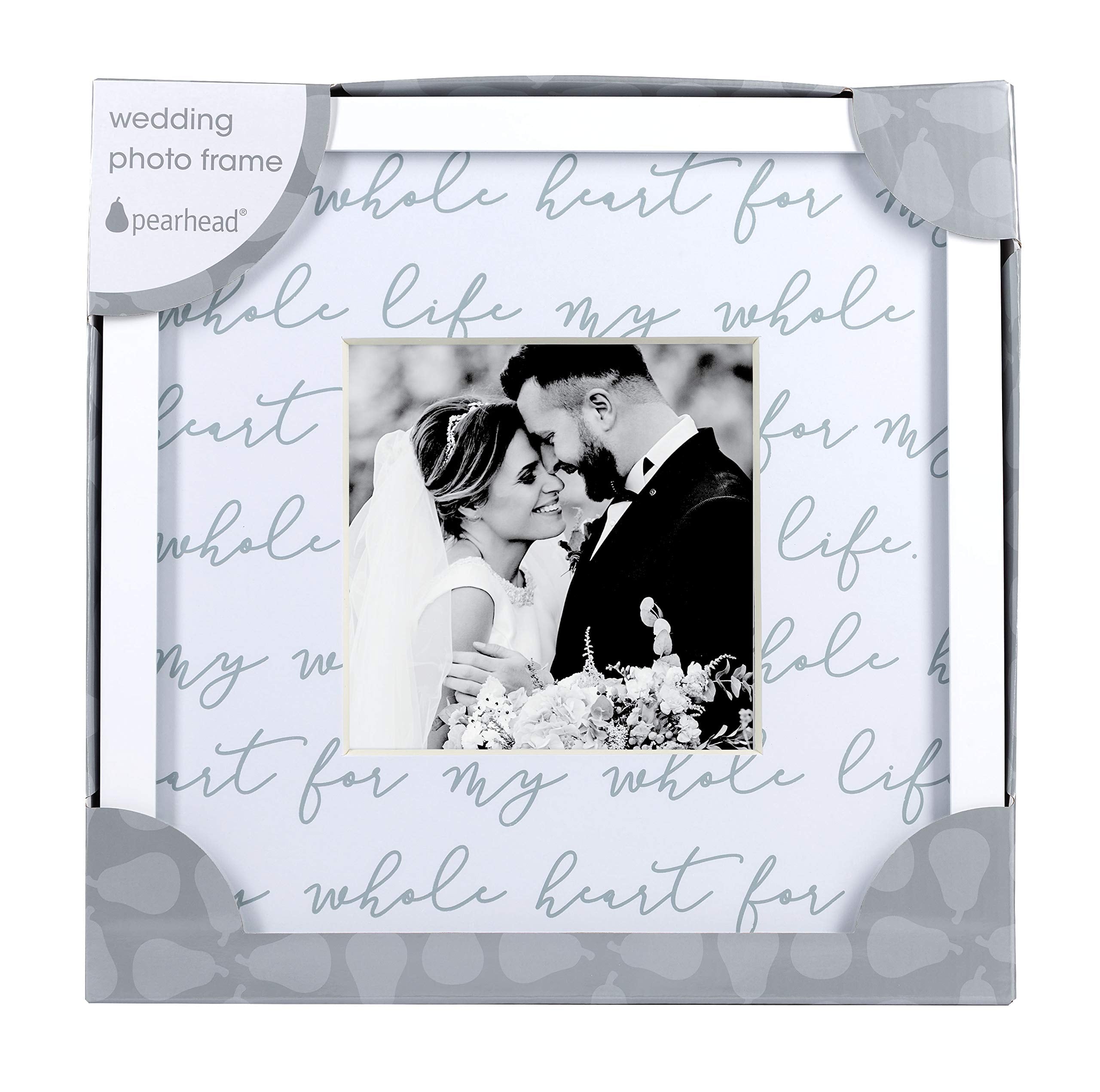 Pearhead Wedding Script Picture Frame, Newlyweds Gift, Wedding Registry, Bridal Shower Gift, White