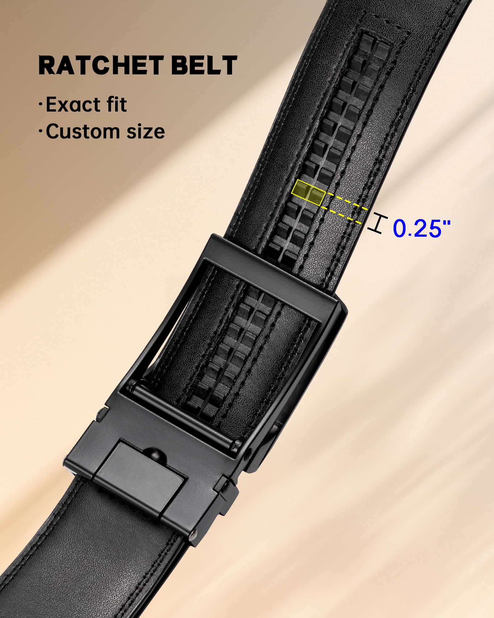 maikun Mens Brown Leather Belt Men, Ratchet Belt Men, Click on Belt, Casual Dress Belt Every Day For Waist Size 31-35"