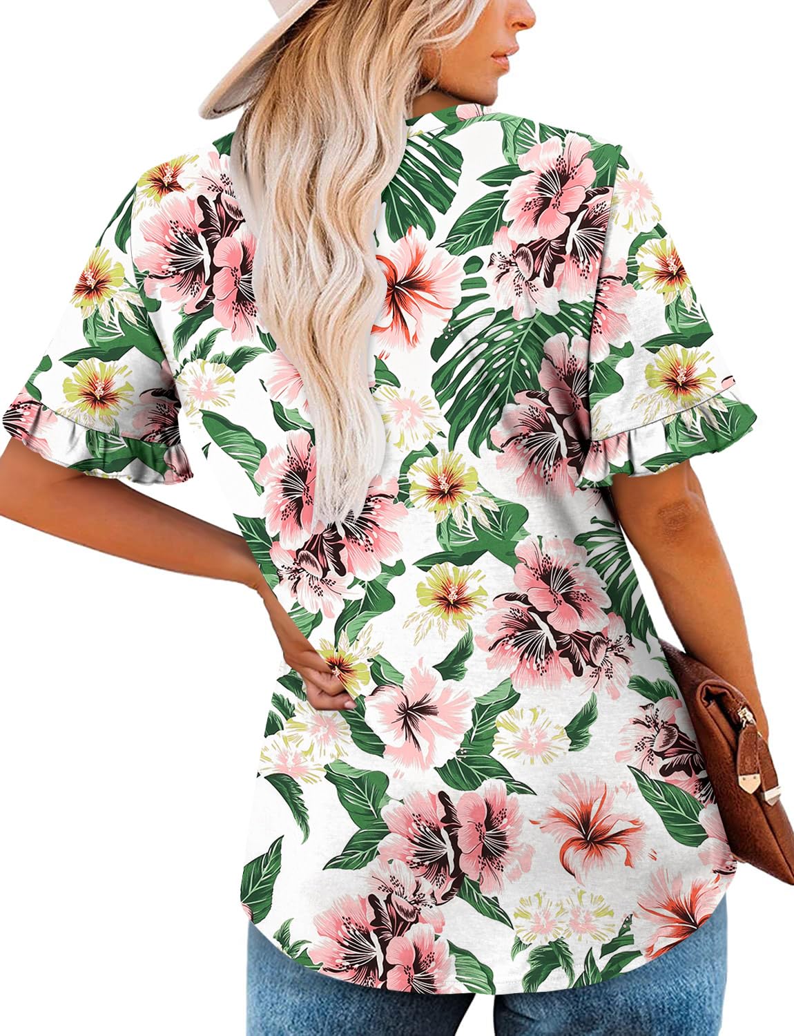 BETTE BOUTIK womens summer tunic tops to wear with leggings boho ladies tops womens feminine tops and blouses WhitGreenPowder Large