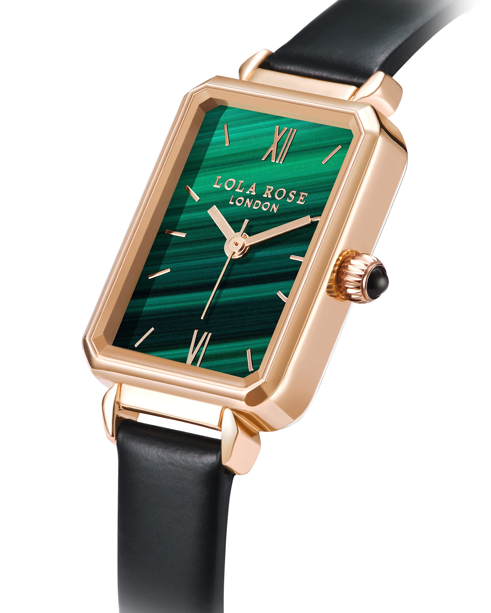Lola Rose Dainty Women's Wrist Watch: Green Malachite Dial, Wrapped by Stylish Gift Box, Elegant Present for Ladies and Loved Ones
