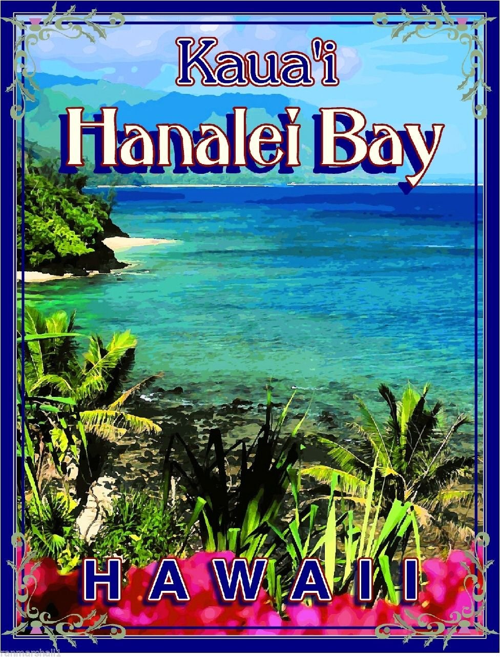 Magnet Kaua'i Hawaii Hanalei Bay Beach Ocean United States Travel Advertisement Magnet