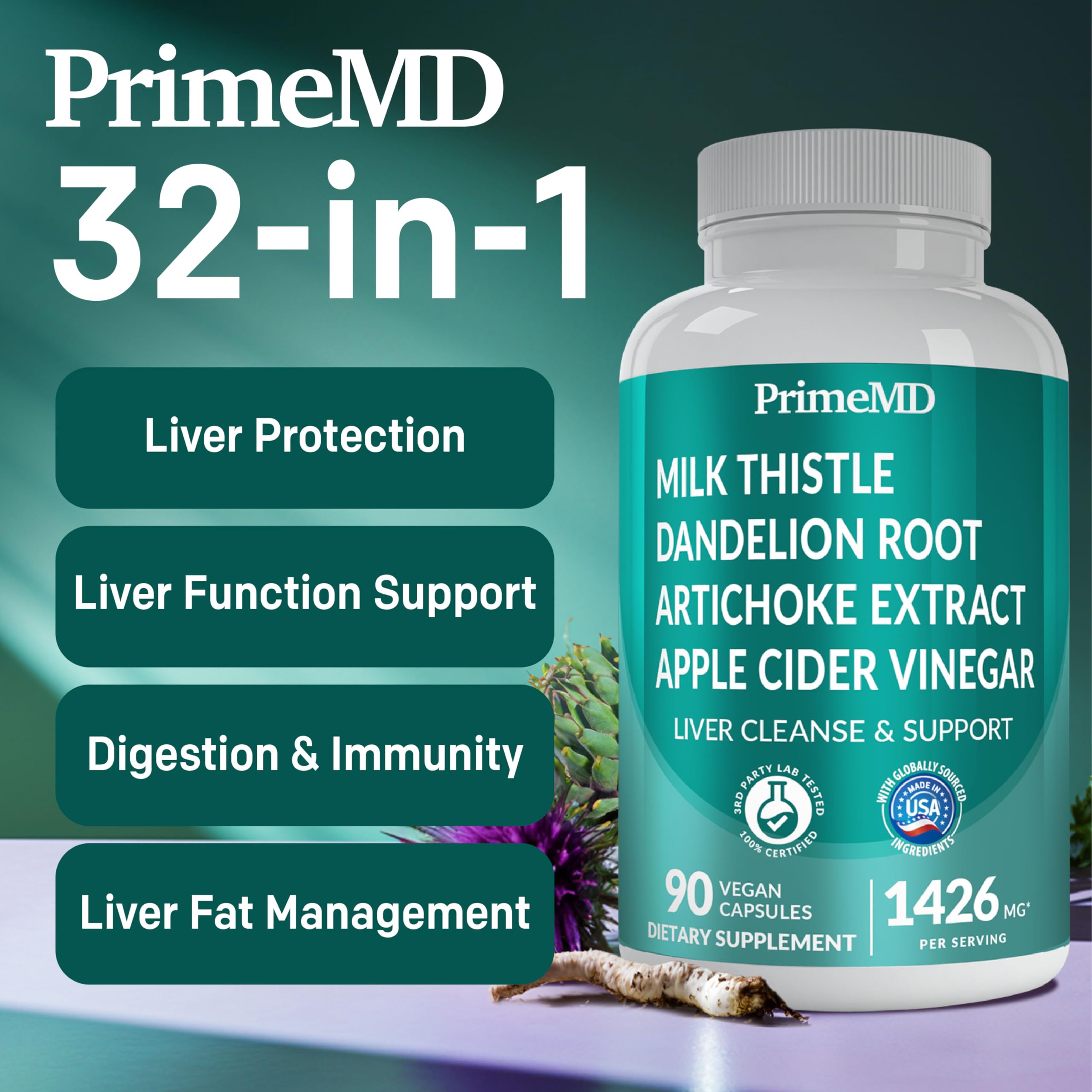 PrimeMD 21-in-1 Berberine Supplement with Ceylon Cinnamon, Chromium, Bitter Melon and Green Tea Extract (120 ct) &