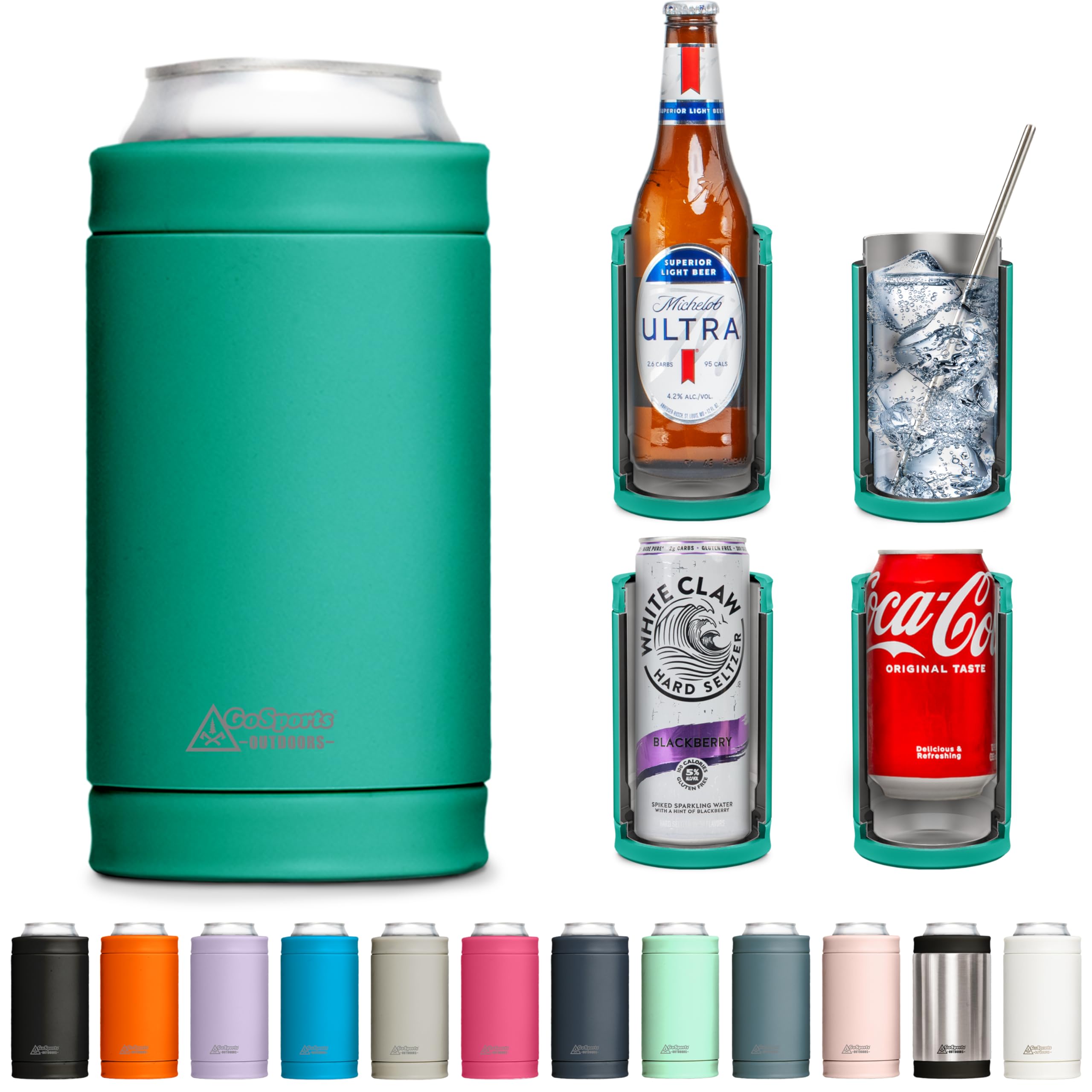 DUALIE 3 in 1 Insulated Can Cooler - Universal Size for 12 oz Cans, Slim Cans, and Bottles - 10+ Colors Available