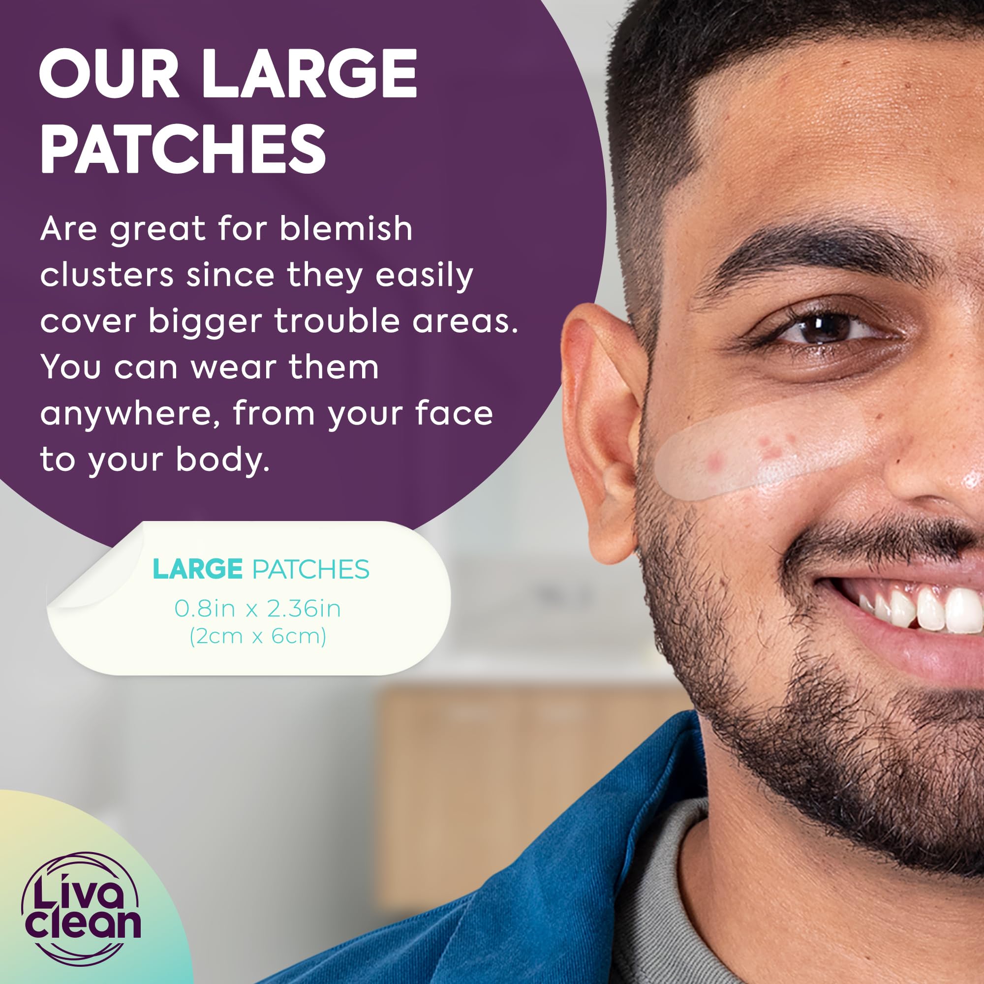 LivaClean 50CT Large Hydrocolloid Acne Patches - for Pore Spots Nose Face Cystic Pimple Zit Patch - Big Pimple Patches Hydrocolloid Bandages Strips Stickers Pimple Patch XL Large Acne Patch Large