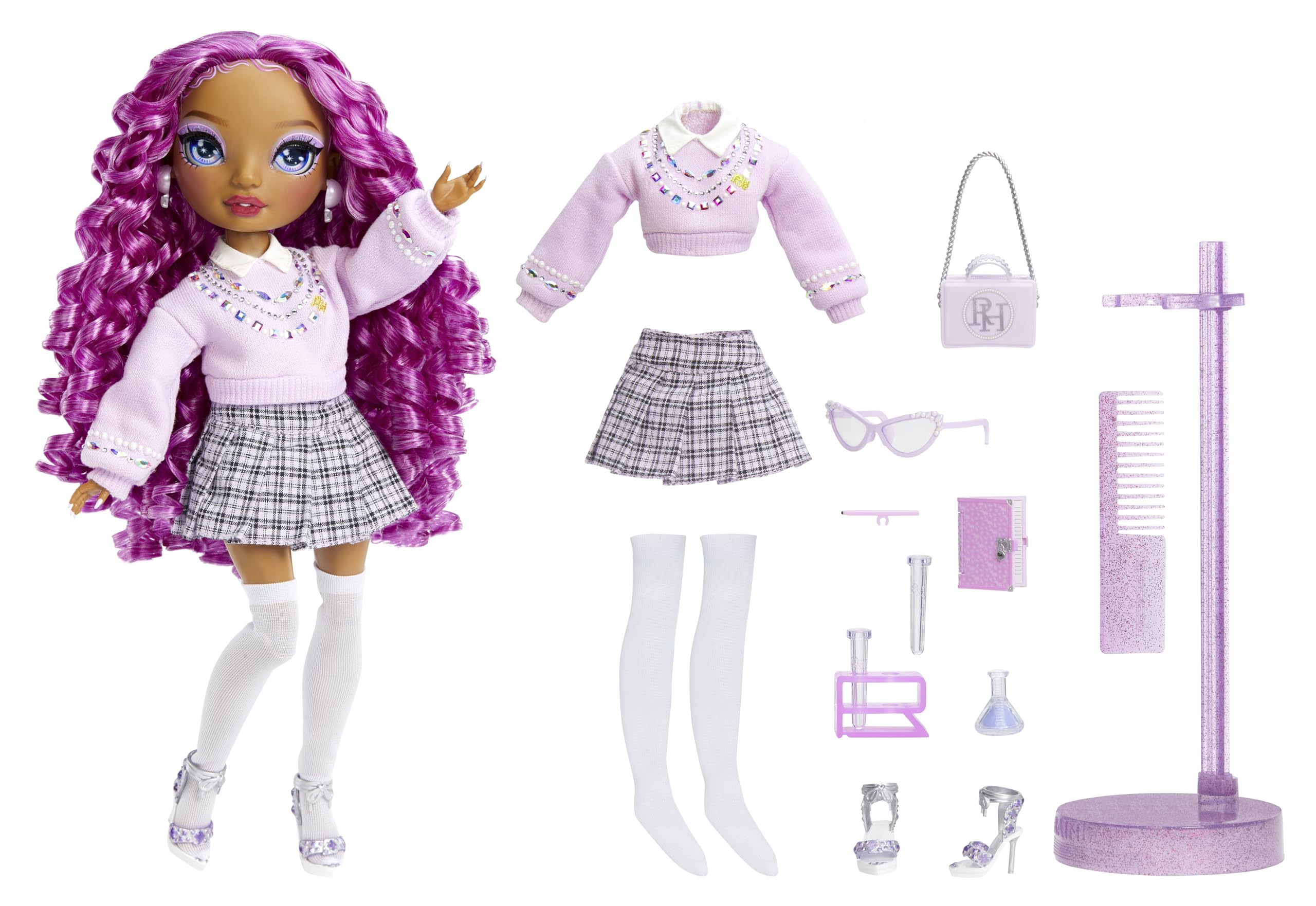Rainbow High Lilac - Purple Fashion Doll in Fashionable Outfit, Glasses & 10+ Colorful Play Accessories. Gift for Kids 4-12 and Collectors.