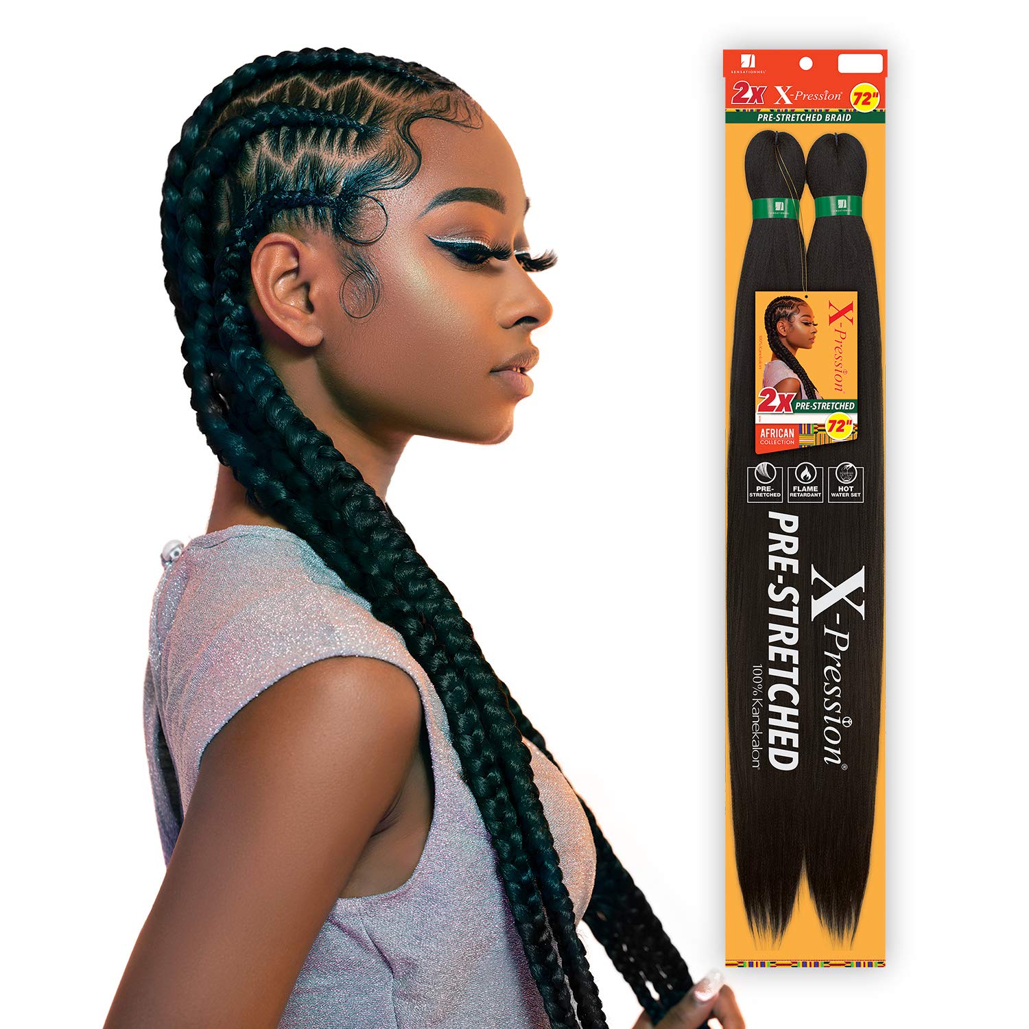 Sensationnel Braids XPRESSION 3X Pre-Stretched Braid 58" (1-pack, 1B)