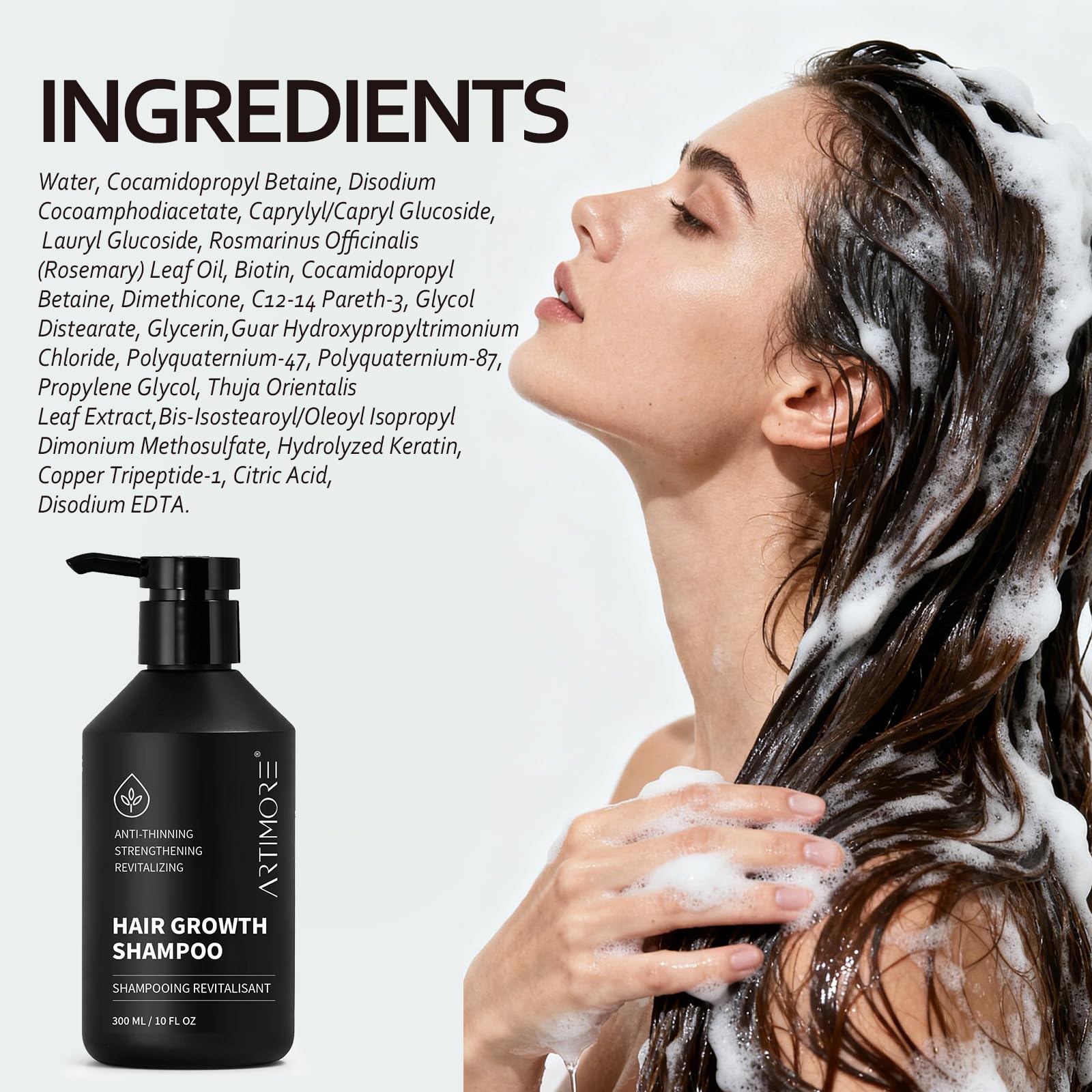 Biotin & Rosemary Hair Growth Shampoo for Thinning Hair for Women, Hair Loss Shampoo for Men, Nourishes Scalp with Natural Ingredients 300 ml