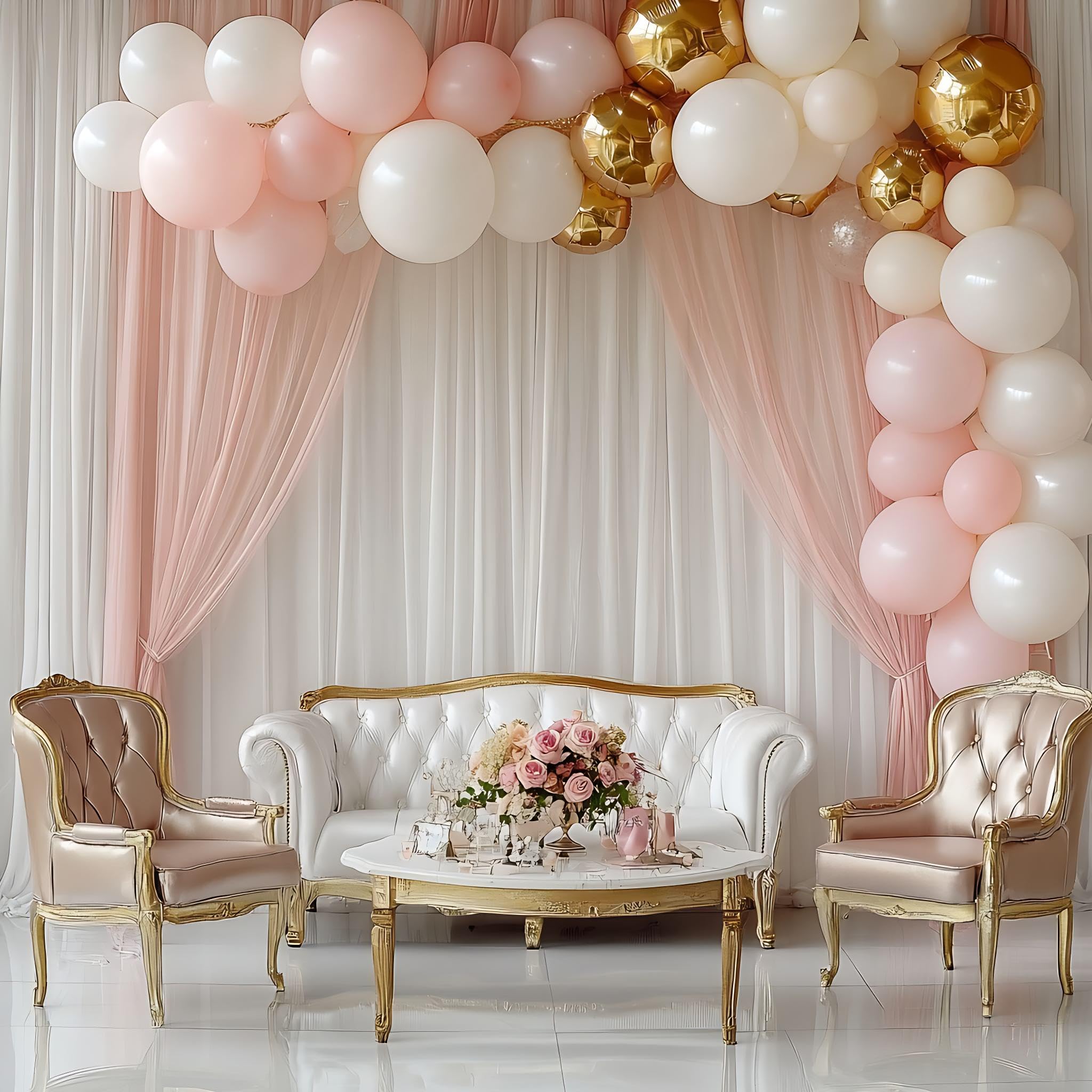 CVPARTYON Light Pink Balloons 125 pcs Different Sizes of 8 12 10 5 Inch Pastel Baby Pale Pink Balloon Arch Kit Garland for Princess Birthday Baby Shower Gender Reveal Valentine's Day Party Decoration