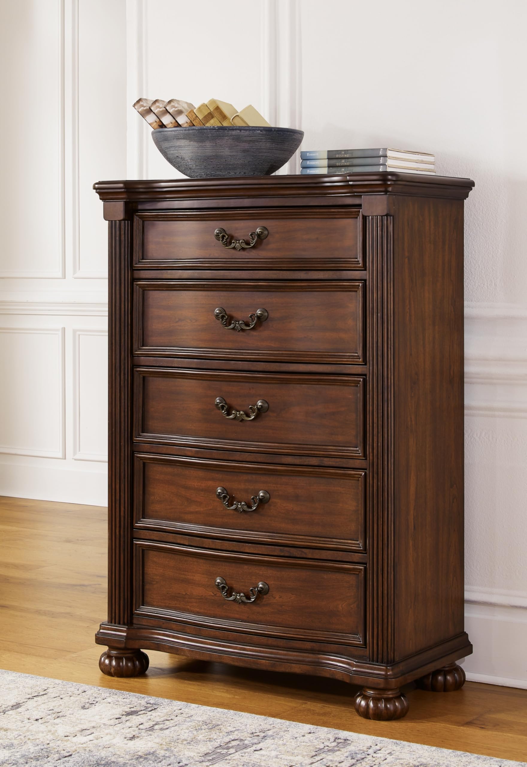 Signature Design by Ashley Lavinton Chest of Drawers, 35" W x 18" D x 51" H, Dark Brown