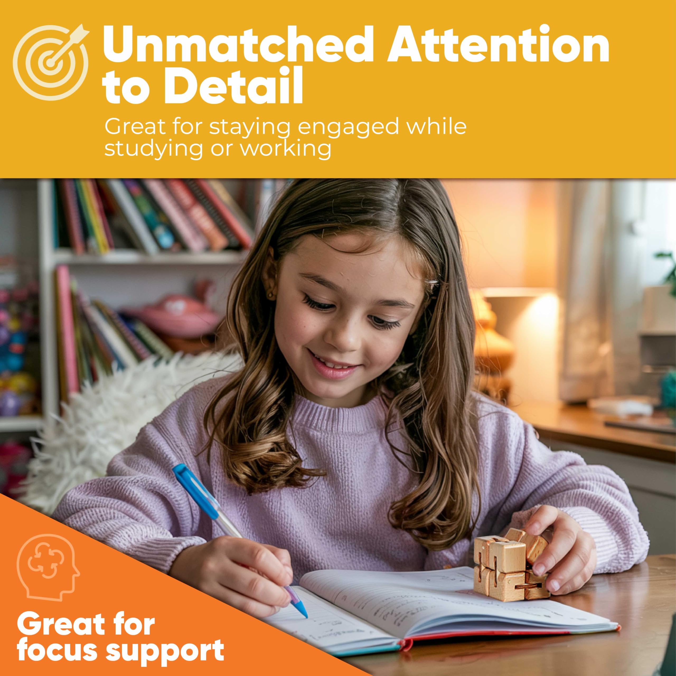 BunMo Bundle Infinity Cube x Magnetic - Large Eco Beechwood Fidget Cube & Multicolored Fidget Rings - Fidget Toys Adults - Stimulating Fidgets for Adults - Magnetic Fidget Rings