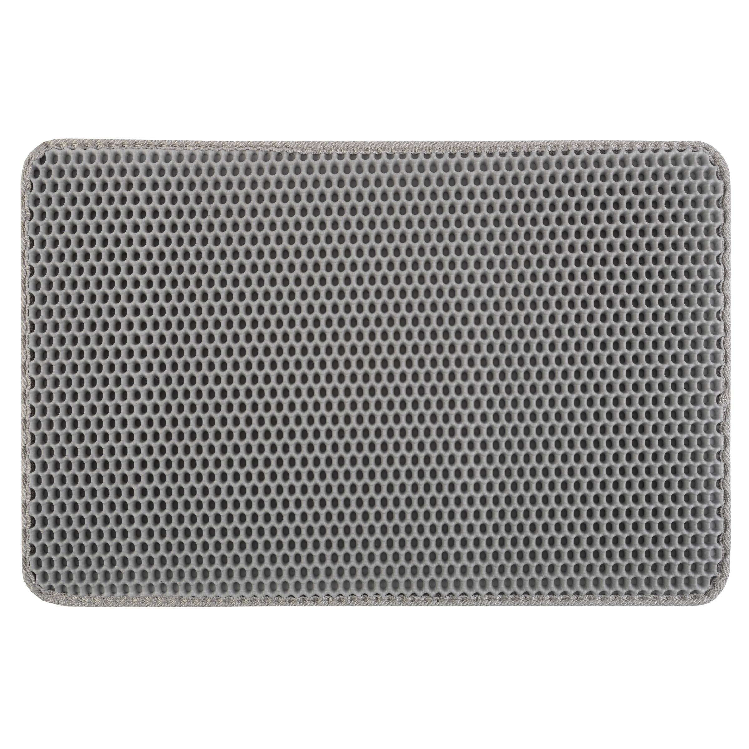 Cat Litter Mat - 24x15-Inch Waterproof Litter Box Mat with Dual-Layer Honeycomb Design for Trapping Litter - Slip-Resistant Cat Mat by PETMAKER (Gray)