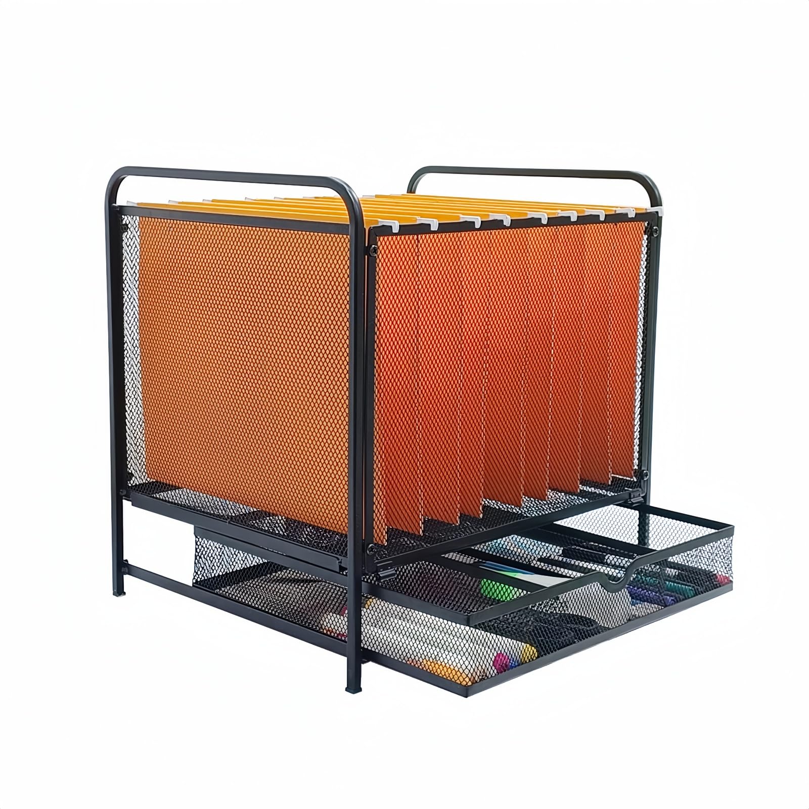 SETTFRFE Hanging File Folder Organizer with Drawer,File Holder for Desk,Mesh File Bins for Hanging Files,Letter Size,Black
