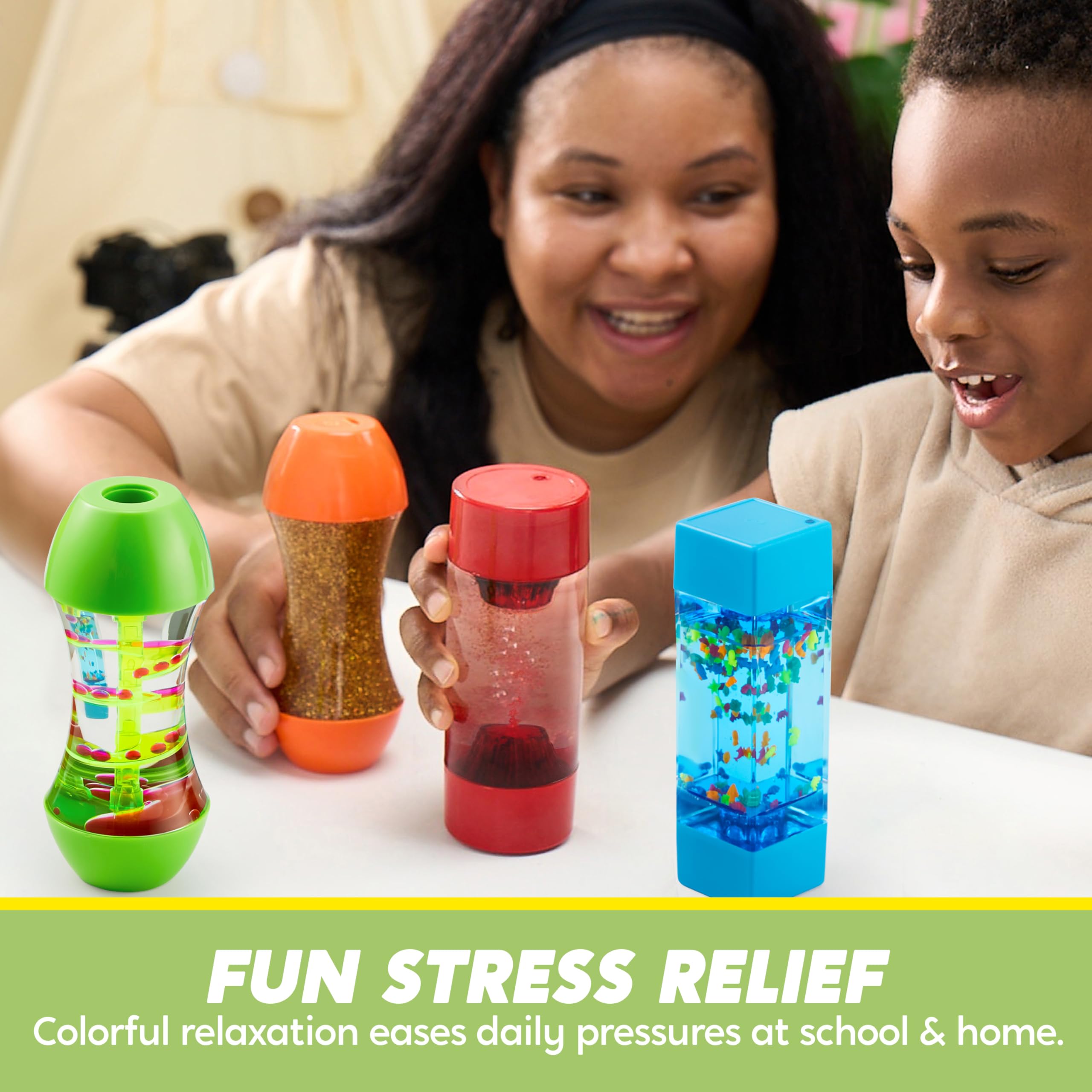 JOYIN 4-Pack Fidget Tubes for Kids, Sensory Tubes, Stress Relief Toy, Speech Therapy, Calming Toys for Children with Autism, Calm Down Corner Classroom Supplies, Easter School Gifts for Toddlers
