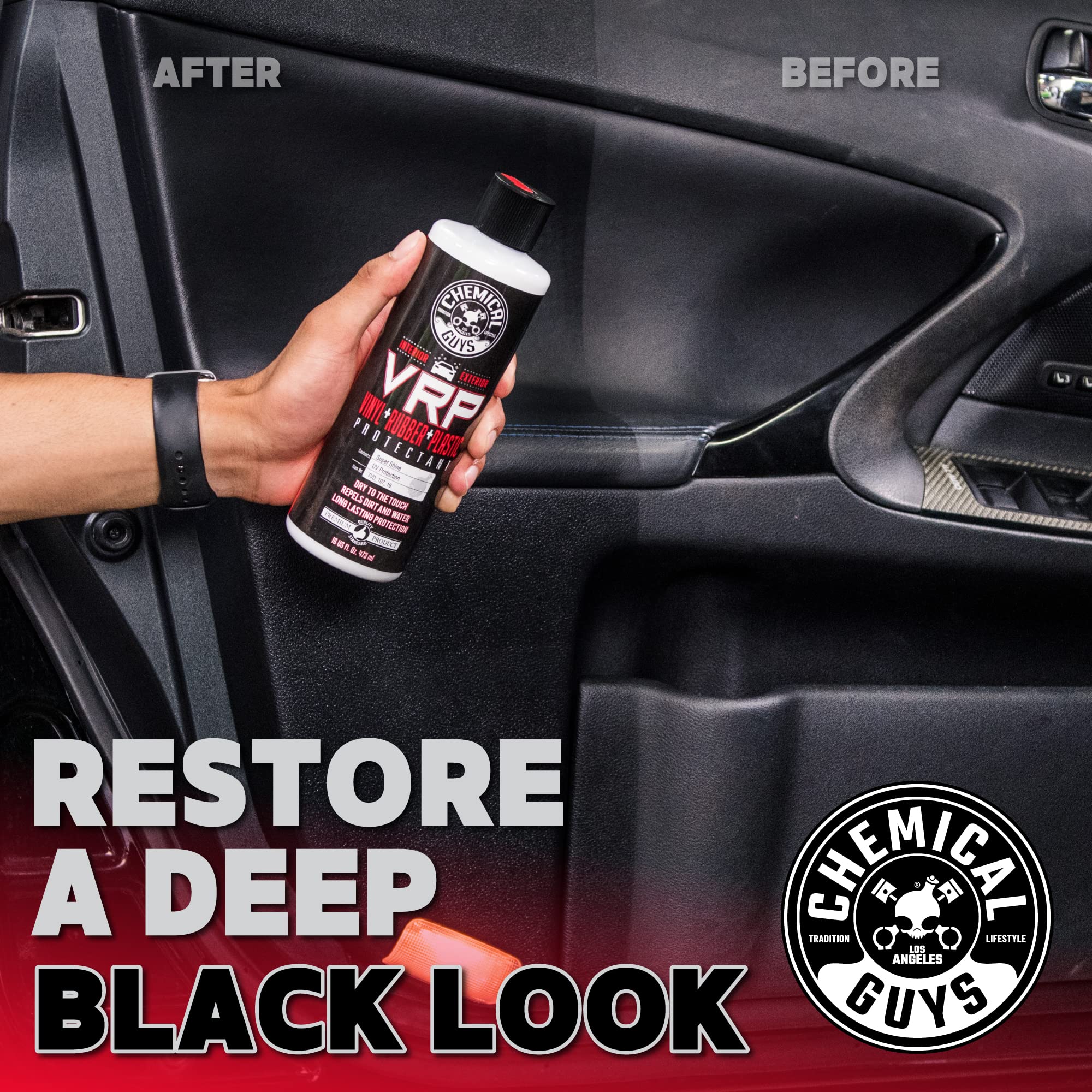 Chemical Guys TVD_107_16 VRP Vinyl, Rubber and Plastic Non-Greasy Dry-to-the-Touch Long Lasting Super Shine Dressing for Tires, Trim and More, Safe for Cars, Trucks, SUVs, RVs & More, 16 fl oz