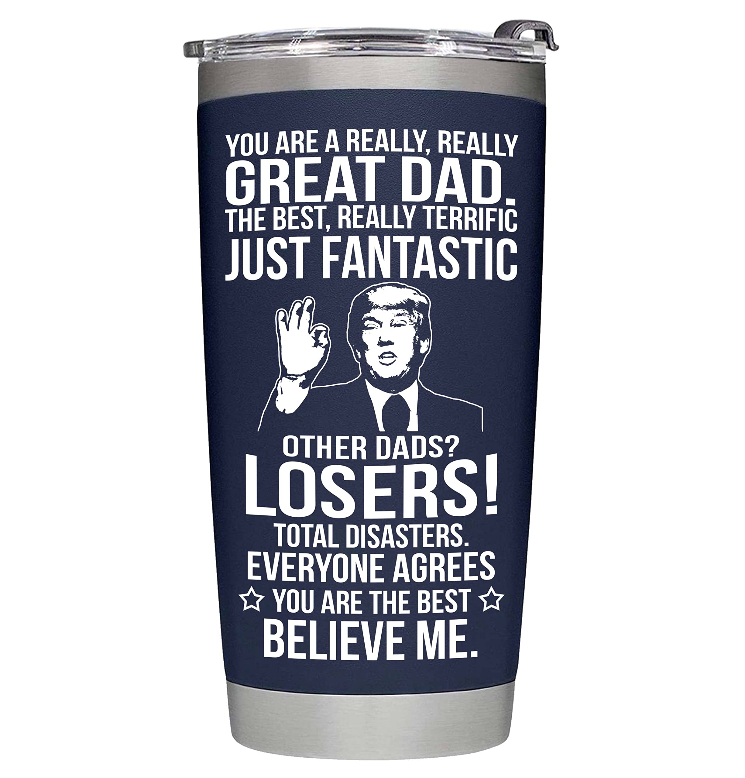 BETHEGIFT Father's Day Gifts for Dad from Daughter, Son, Kids - Dad Gifts for Fathers Day - Present for Dad - Birthday Gifts for Dad - Dad Tumbler 20oz, Navy