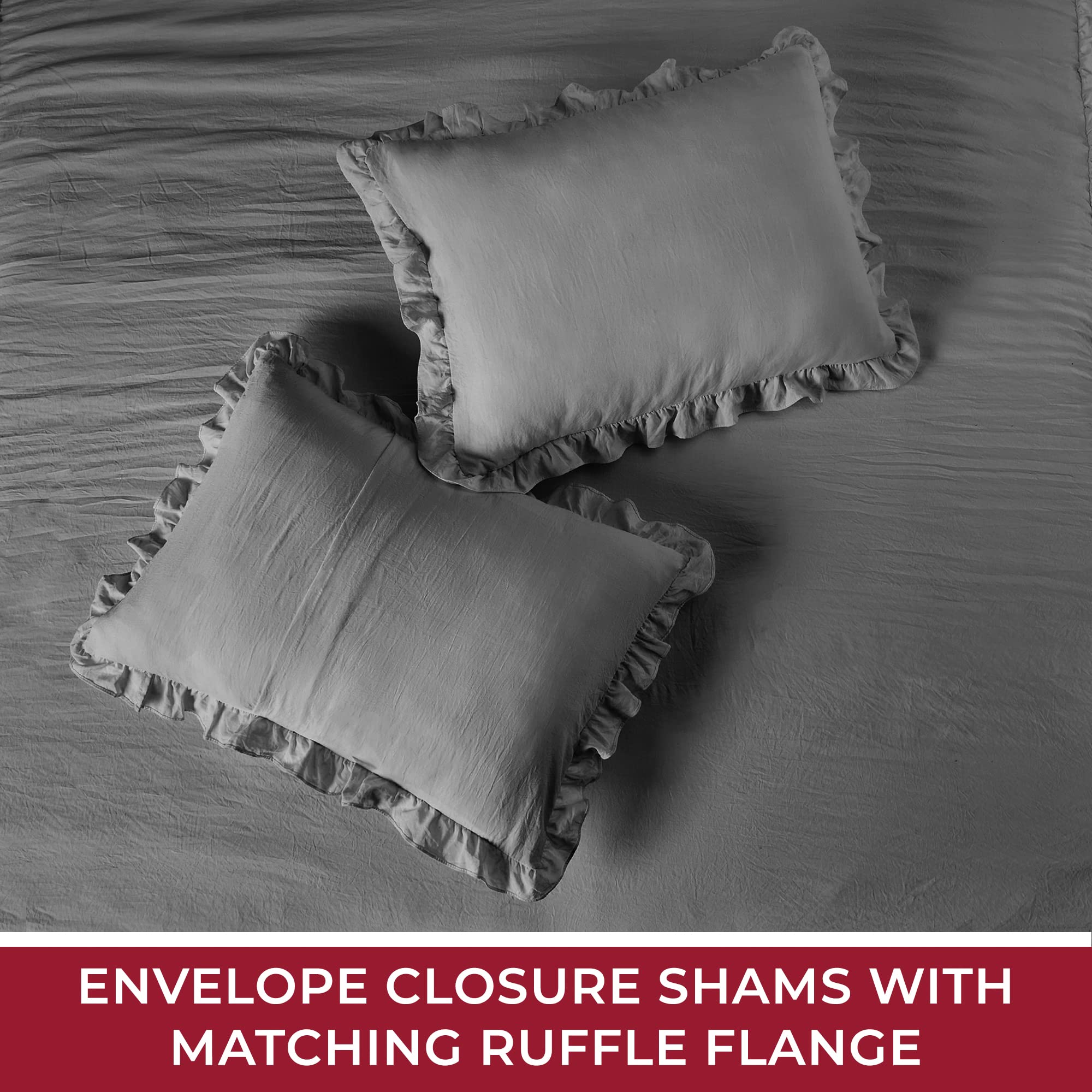 Mellanni Multi-Ruffled Bedspread Twin Set - 2-Pieces: Ruffle Bedspread & 1 Sham - 30" Drop Ruffle Bedskirt for Total Coverage - Ultra-Soft Bedding (Twin, Gray)