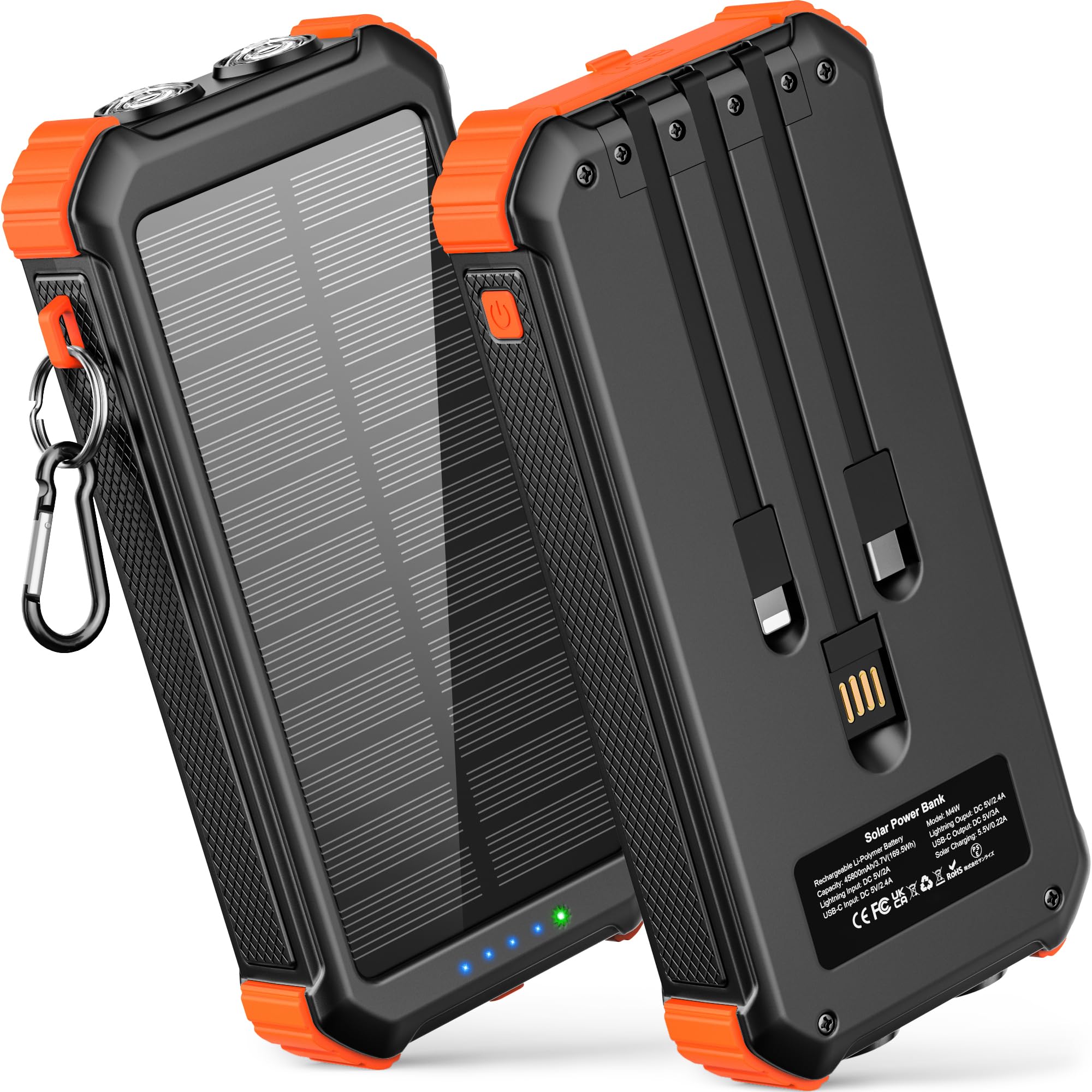 LATIMERIA 45800mAh Solar Charger Power Bank, Portable Phone Charger with USB C in/Output, 5V3.1A QC 3.0 Fast Charging for Cellphone, External Battery Pack Compatible with iPhone Samsung Google etc