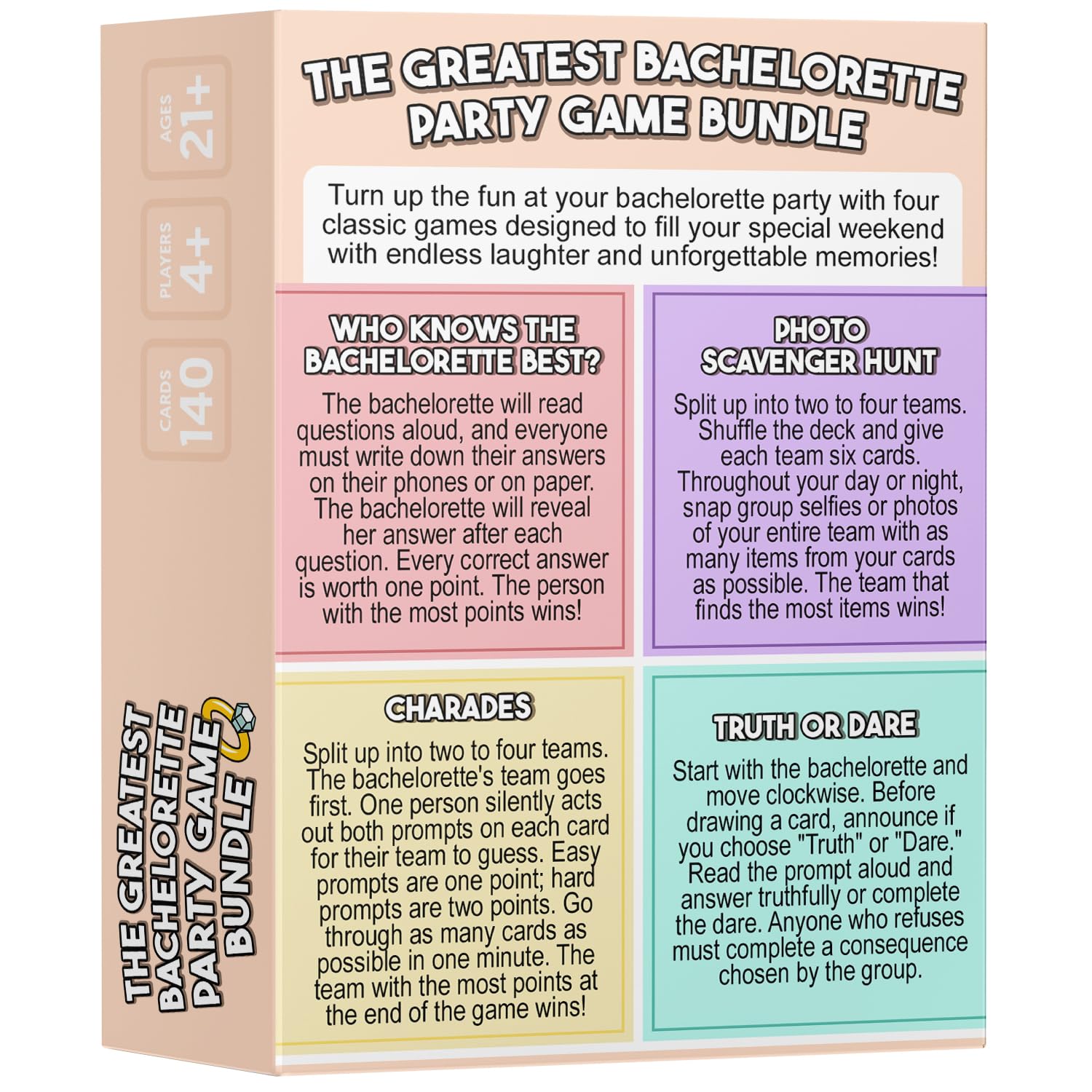 The Greatest Bachelorette Party Game Bundle - 4 Games in 1, Perfect for a Bachelorette Party, Girls Night or Bridal Shower