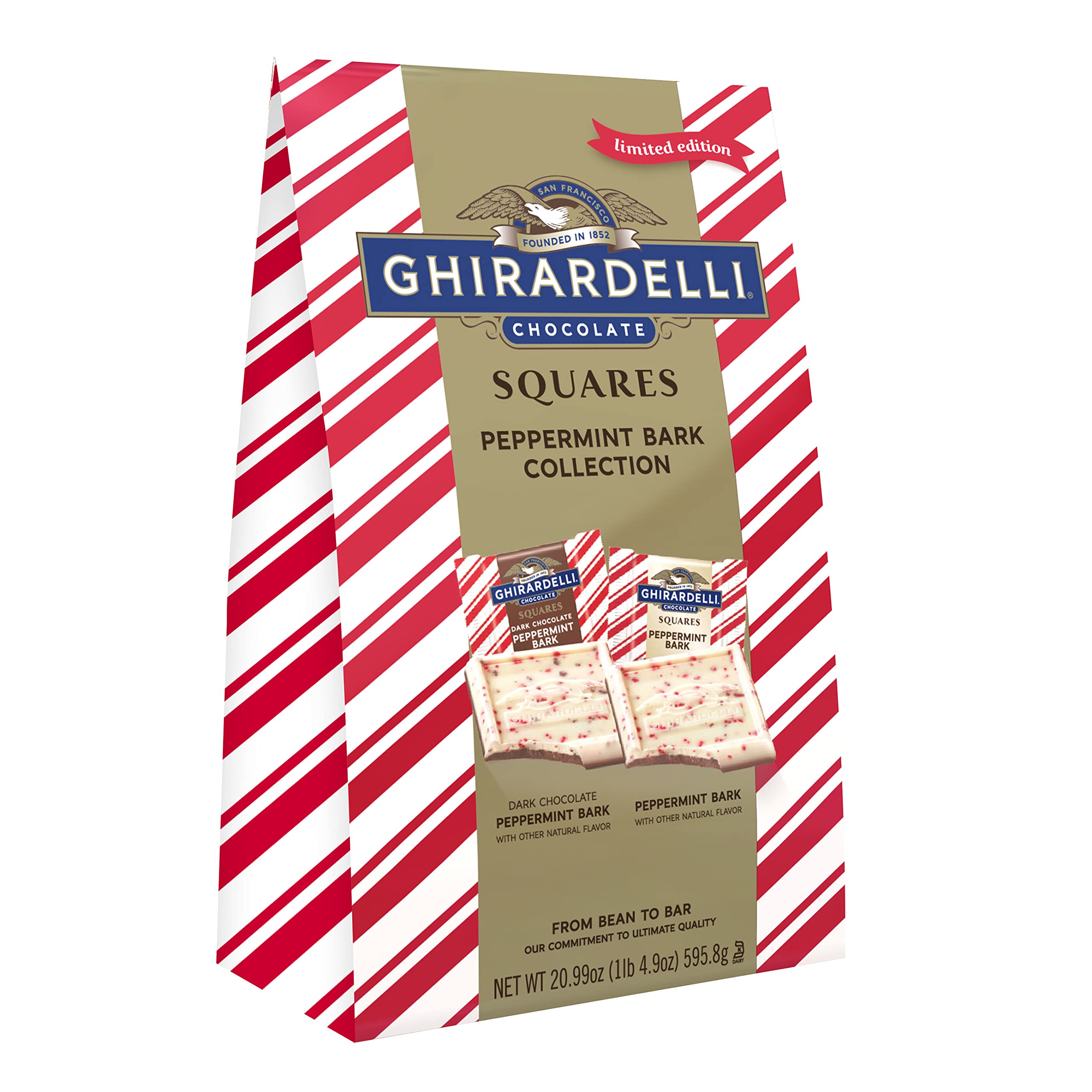 GHIRARDELLI Chocolate Squares, Peppermint Bark Assorted Chocolates, 20.99 OZ Bag