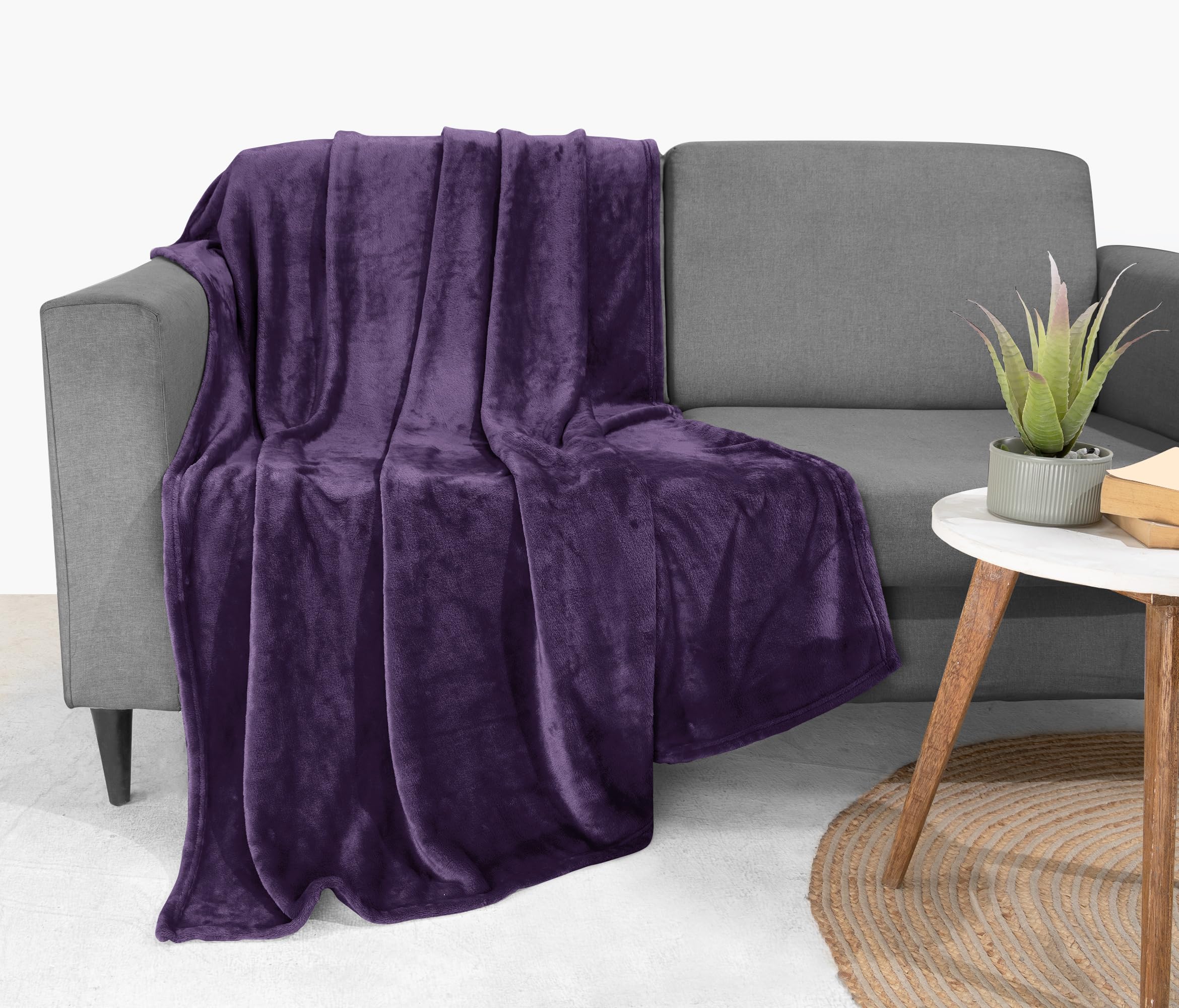 Utopia Bedding Fleece Blanket Throw Size Purple 300GSM Luxury Anti-Static Fuzzy Soft Microfiber Blanket for Couch, Sofa and Bed (60x50 Inch)