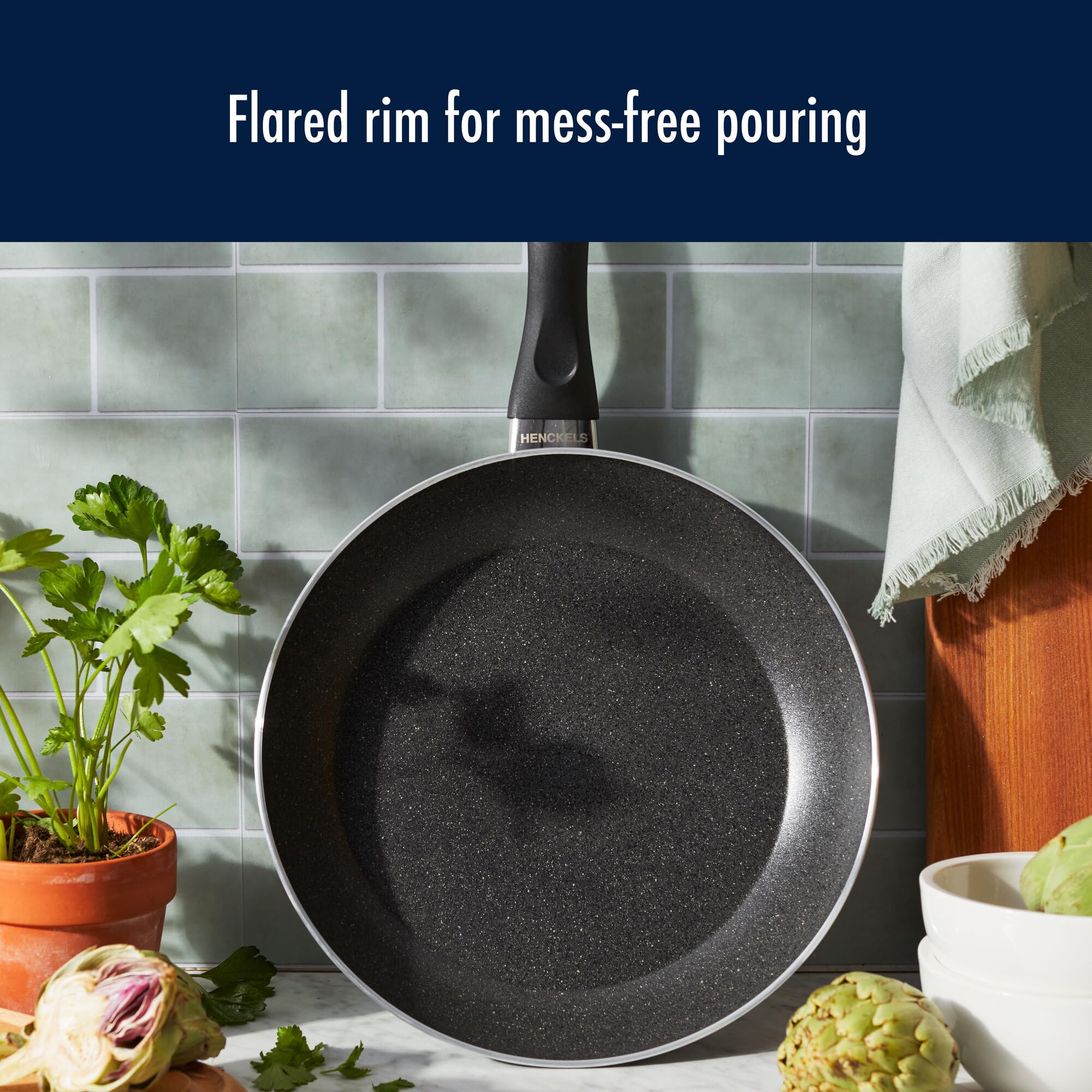 Henckels Everlift 2-Piece Granitium Nonstick Frying Pan Set, 10-inch and 12-inch frying pan, Made in Italy, durable 3-layer granite-hued nonstick coating from recycled materials, Oven safe to 400°F