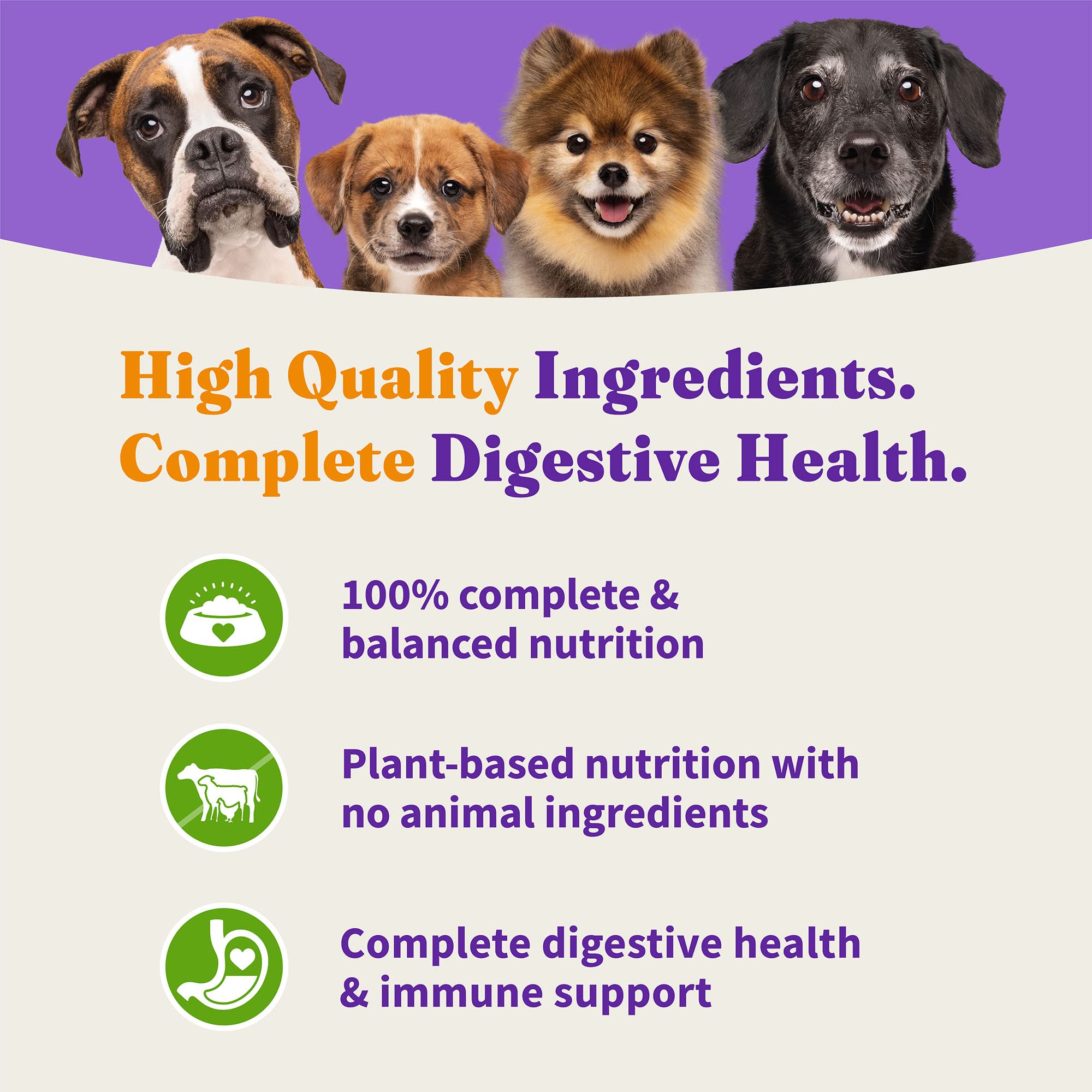 Halo Holistic Plant-Based Recipe With Superfoods, Complete Digestive Health, Vegan Dry Dog Food Bag, Adult Formula, 21-lb Bag