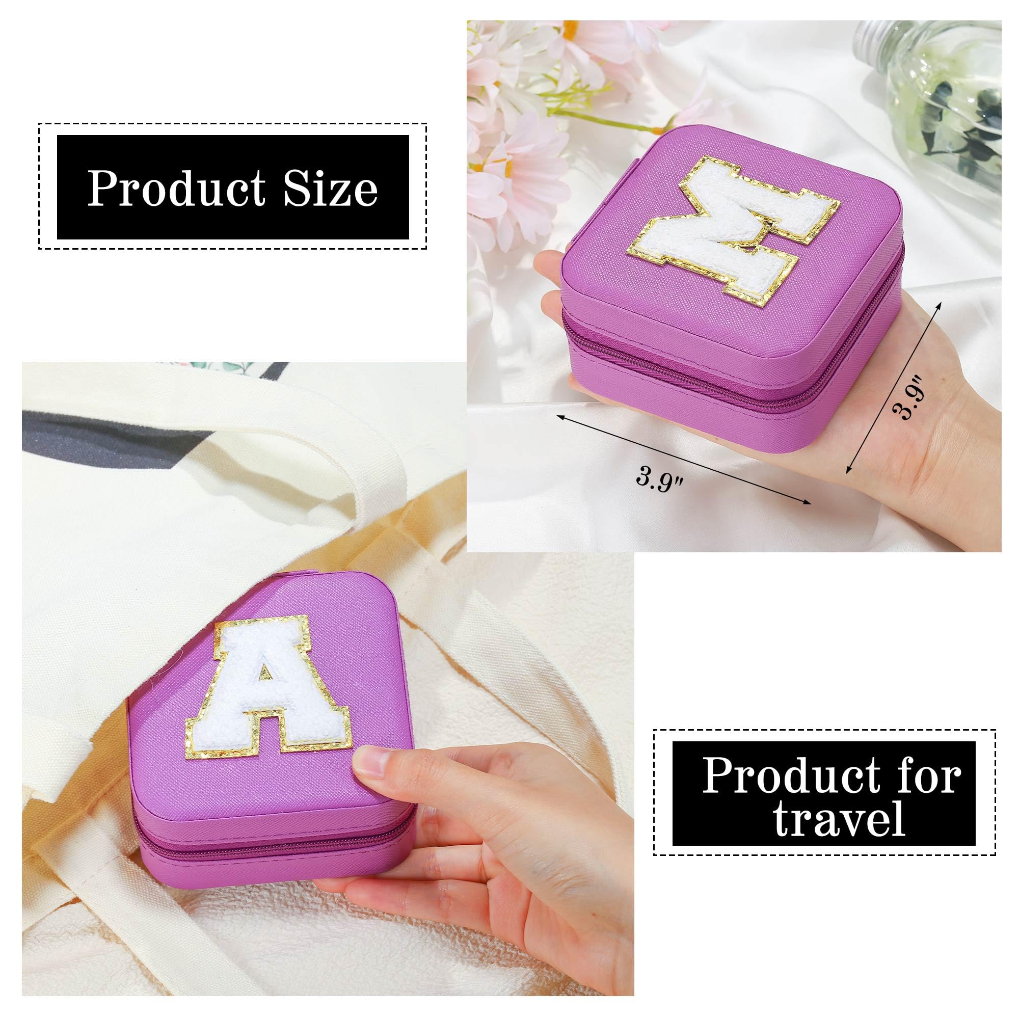 Parima Small Jewelry Box for Girls, Travel Initial Jewelry Box for Girls | Small Jewelry Organizer Box | Travel Jewelry Case Jewelry Box Organizer | Mini Travel Jewelry Box-Initial O-Purple