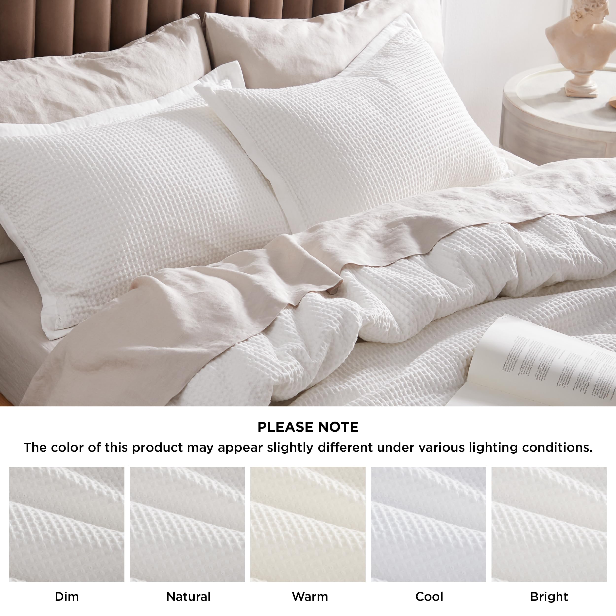 Bedsure Cotton Duvet Cover Twin - 100% Cotton Waffle Weave Coconut White Duvet Cover Twin Size, Soft and Breathable Twin Duvet Cover Set for Gifts (Twin, 68"x90")