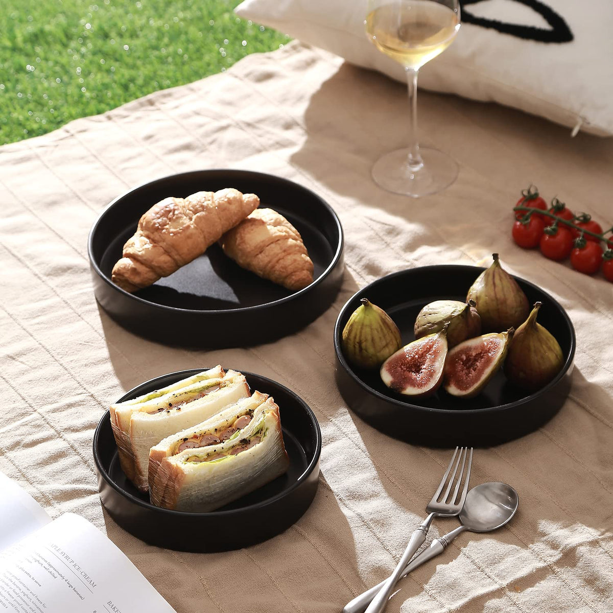 Stone Lain Celina Stoneware Bowl Set, 3-Piece Round Serving Bowls, Bowls for Kitchen, Black
