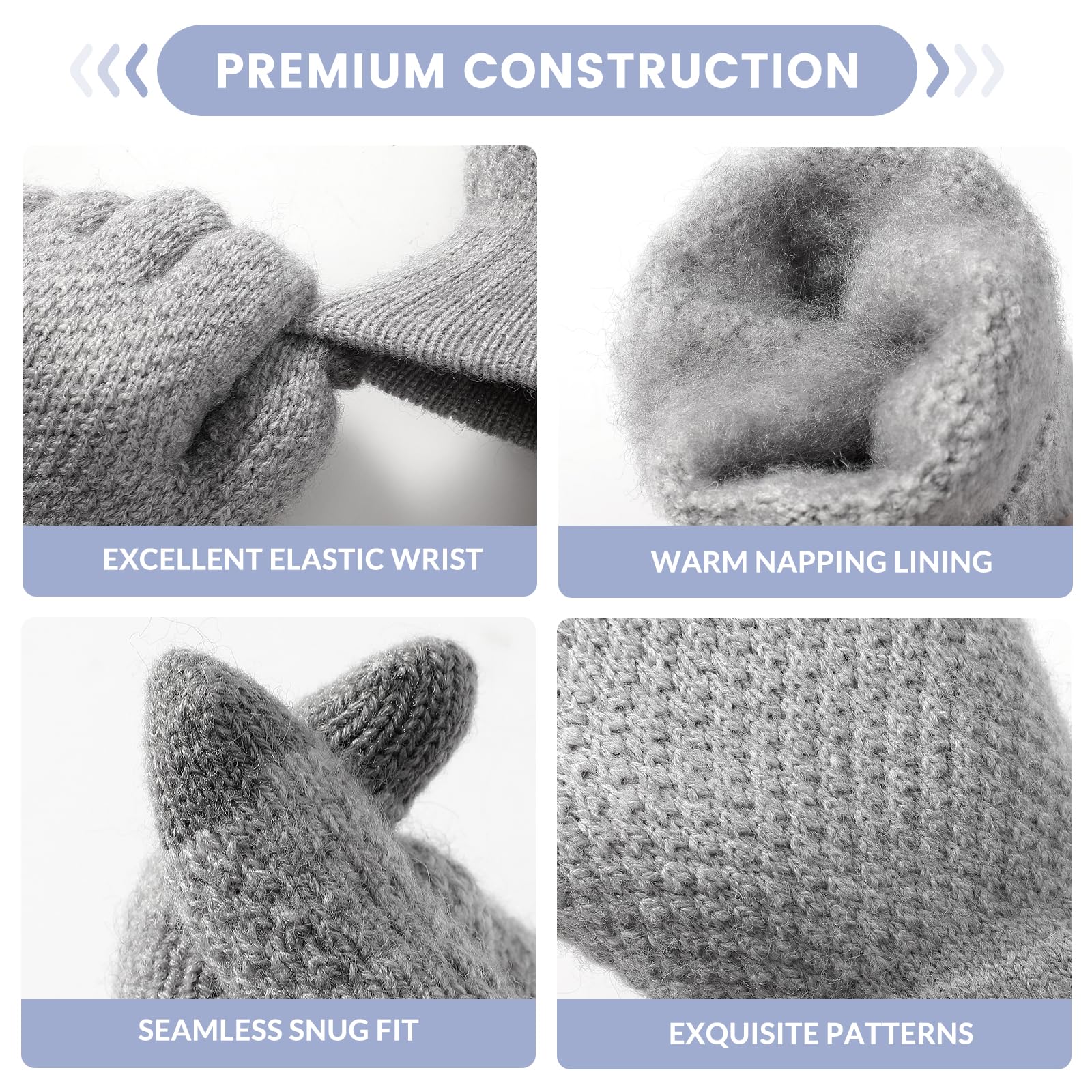 Loiyadn Winter Gloves - 4 Pairs Women's Winter Gloves, Winter Touchscreen Gloves Women Men, Warm Knit Gloves for Cold Weather