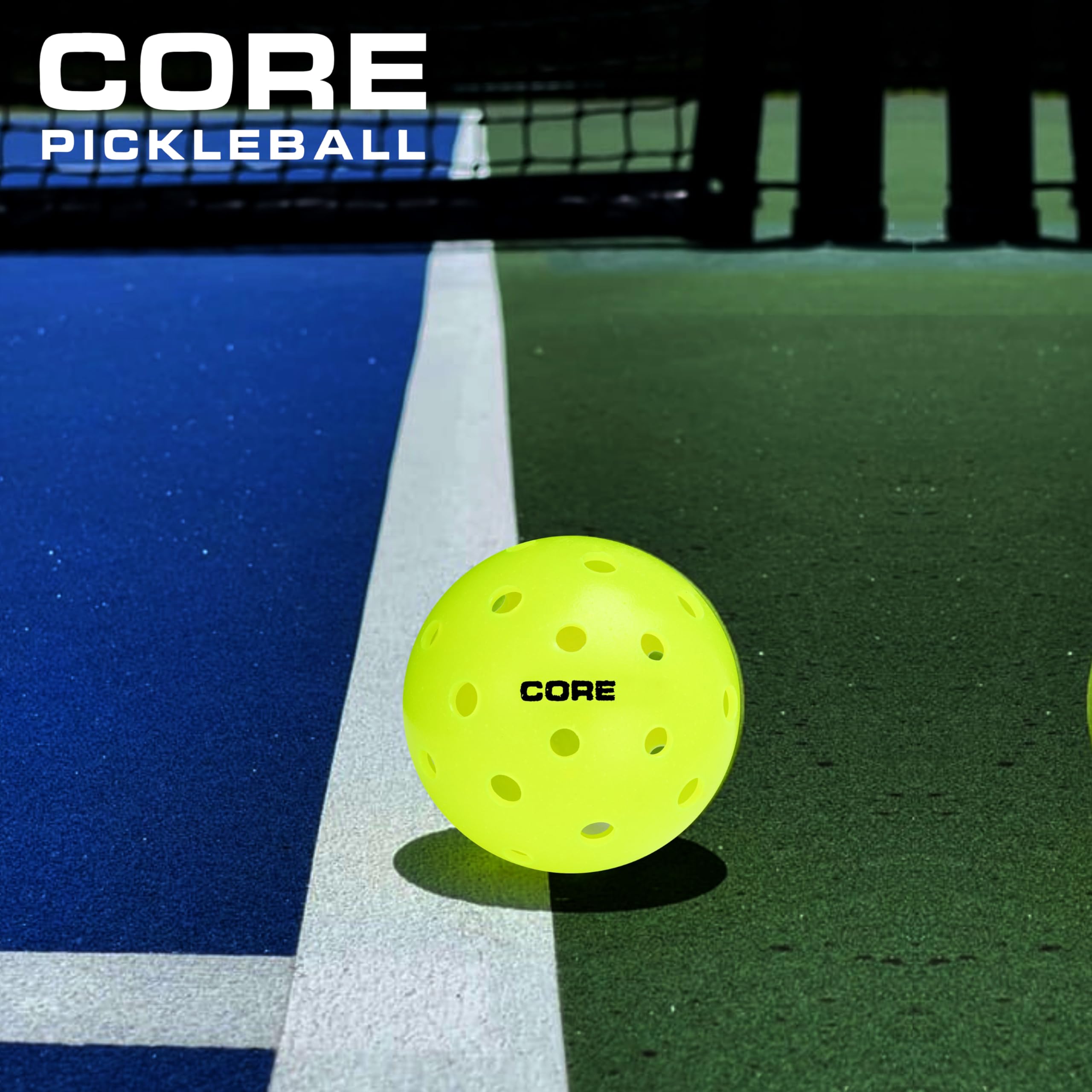 CORE Pickleball Balls for Professionals and All Levels of Play | USA Pickleball Approved Durable Outdoor Pickleball Balls with 40 Holes (12 Pack)