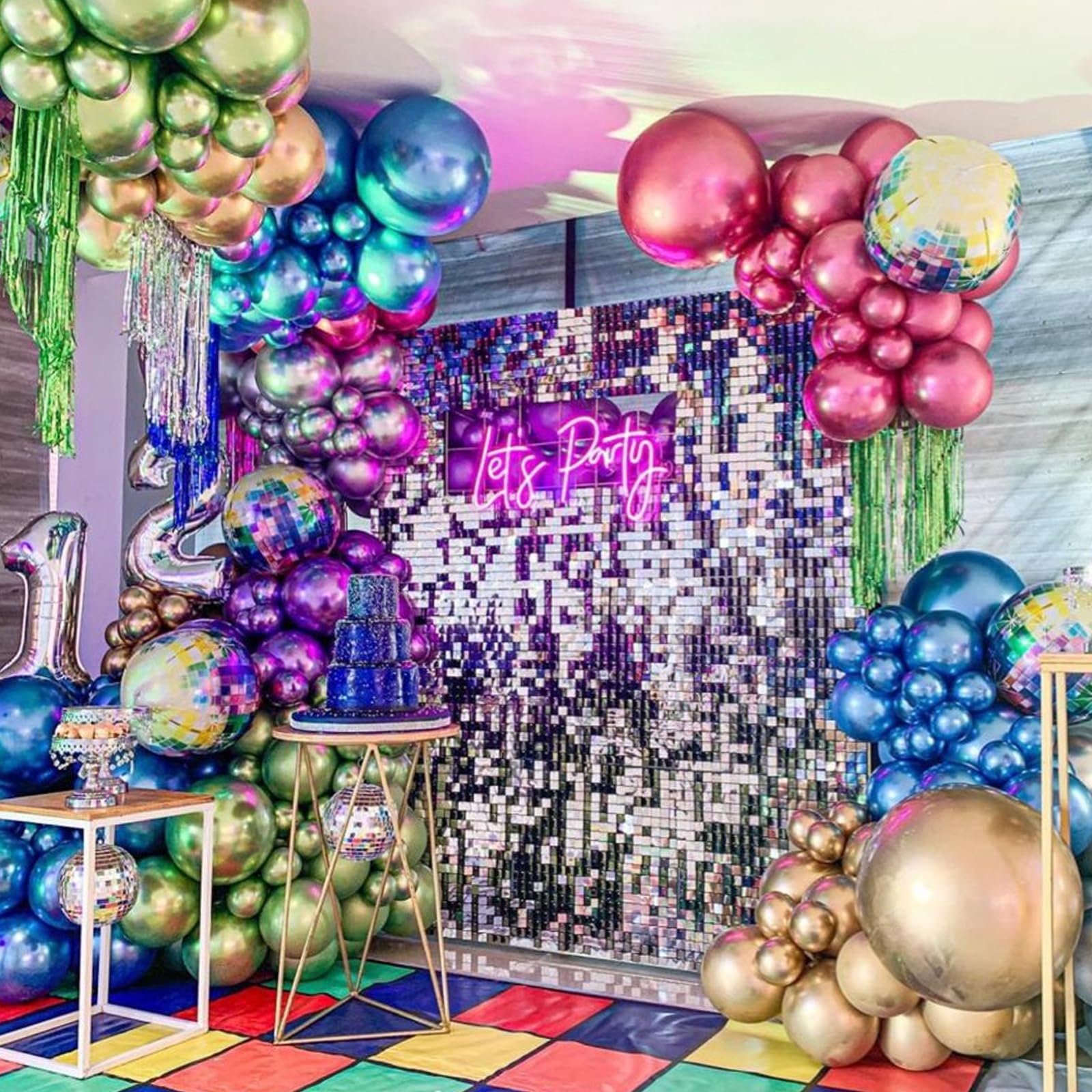 PartyWoo Metallic Balloons 66pcs 12 Inch Metallic Blue Silver Gold Purple Pink Green Rose Gold Latex Balloons for Baby Shower Wedding Engagement Unicorn Rainbow Birthday Party Decorations