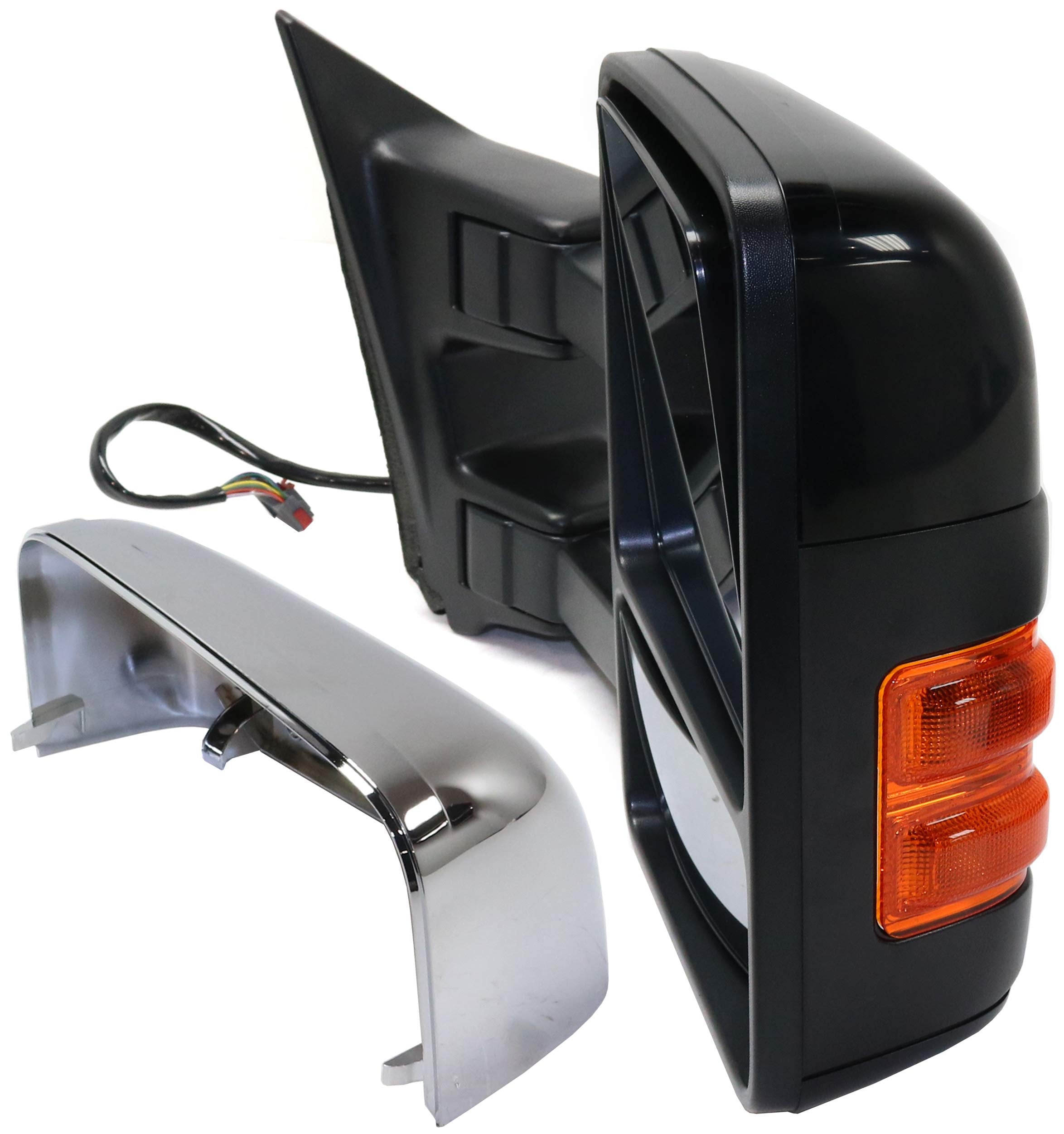 Kool Vue Passenger Side Power Heated Towing Mirror for Ford F-250 F-350 Super Duty 2011-2016 Power Fold With Signal Light & Memory; Without Blind Spot Monitor Auto Extend with 2 Caps