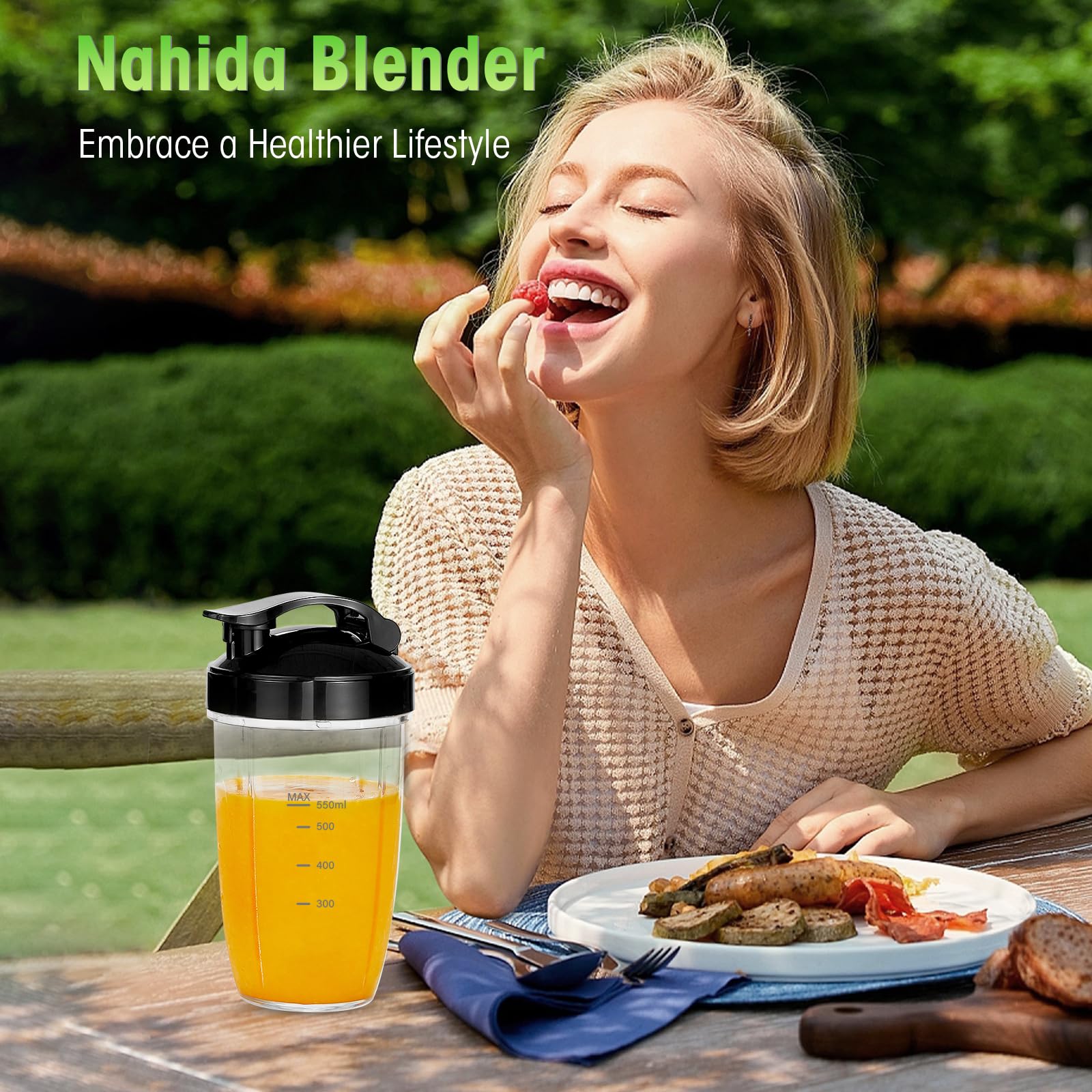 Nahida Blender for Smoothies, 1200W Smoothies Blender for Ice Crushing, Bullet Blender with (2) 6-Fin Blades, Personal Blenders for Kitchen with 14oz, 24oz, 29oz Easy Go Cups for Juices, Black