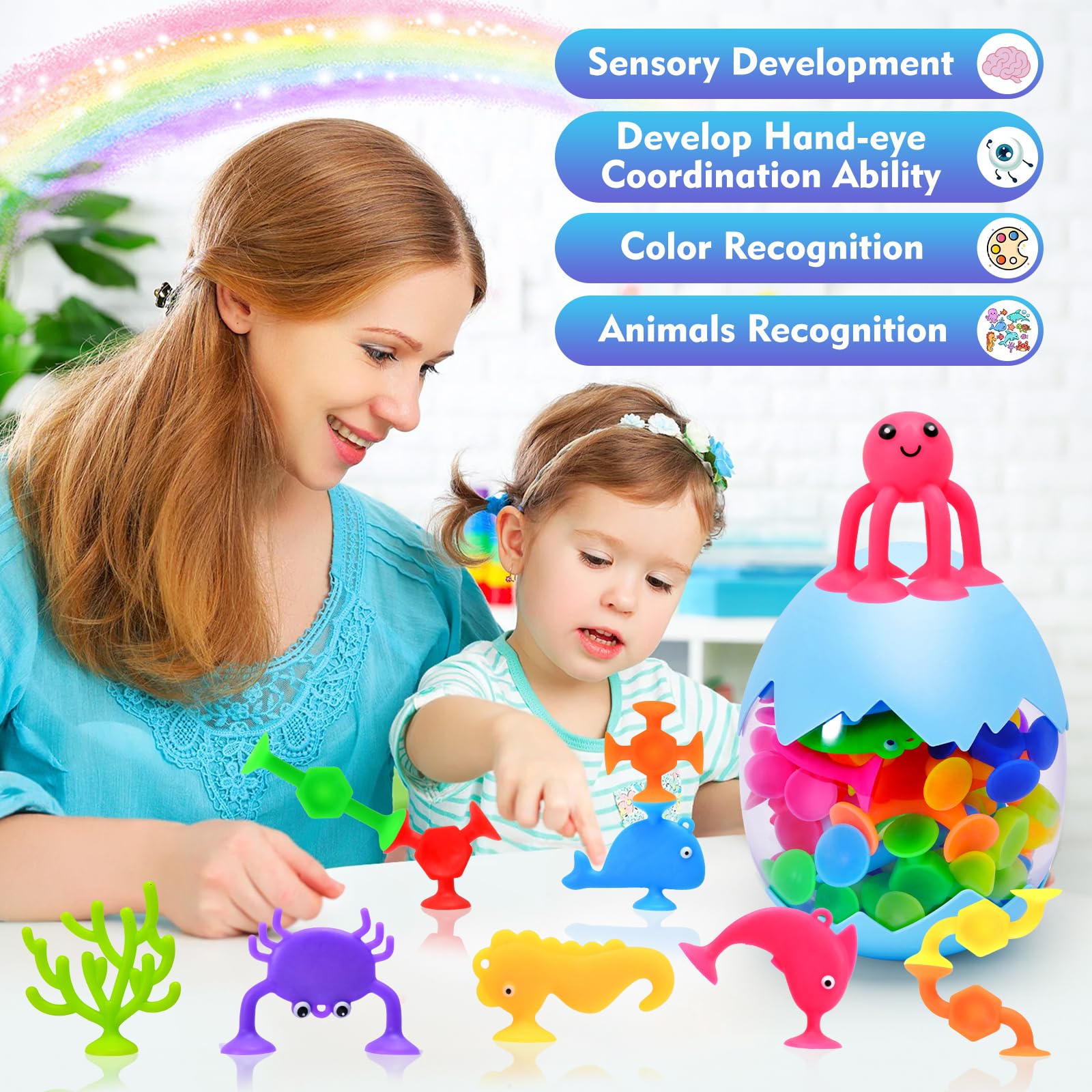 HYSZXUS Bath Toys - 27 PCS Suction Cup Toys Bathtub Toy Shower Toy for Kids Ages 4-8,Sensory Toys for 3 4 5 6 7 Year Old Boys Girls,Mold Free Bath Toy Travel Toy