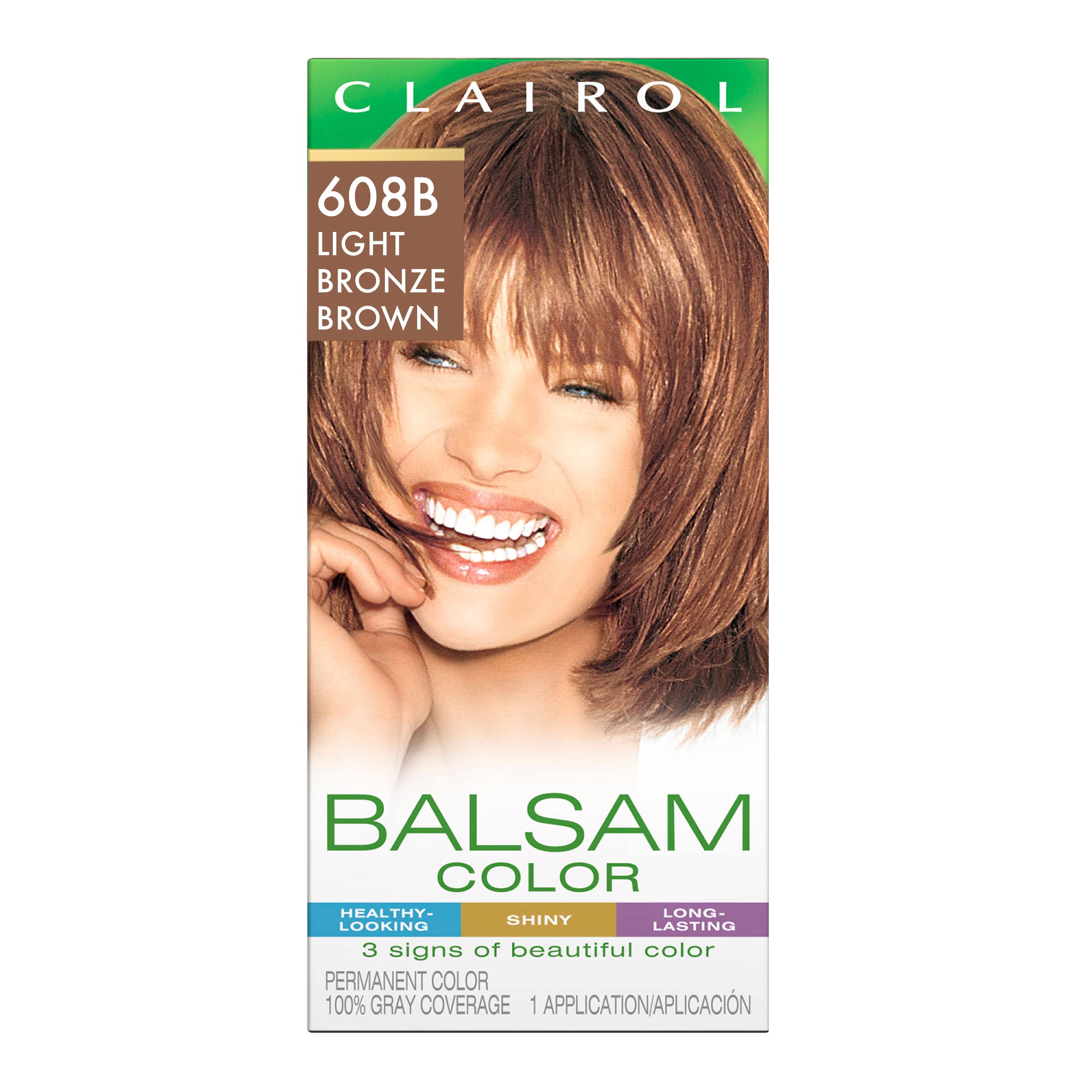 Clairol Balsam Permanent Hair Dye, 608B Light Bronze Brown Hair Color, Pack of 1