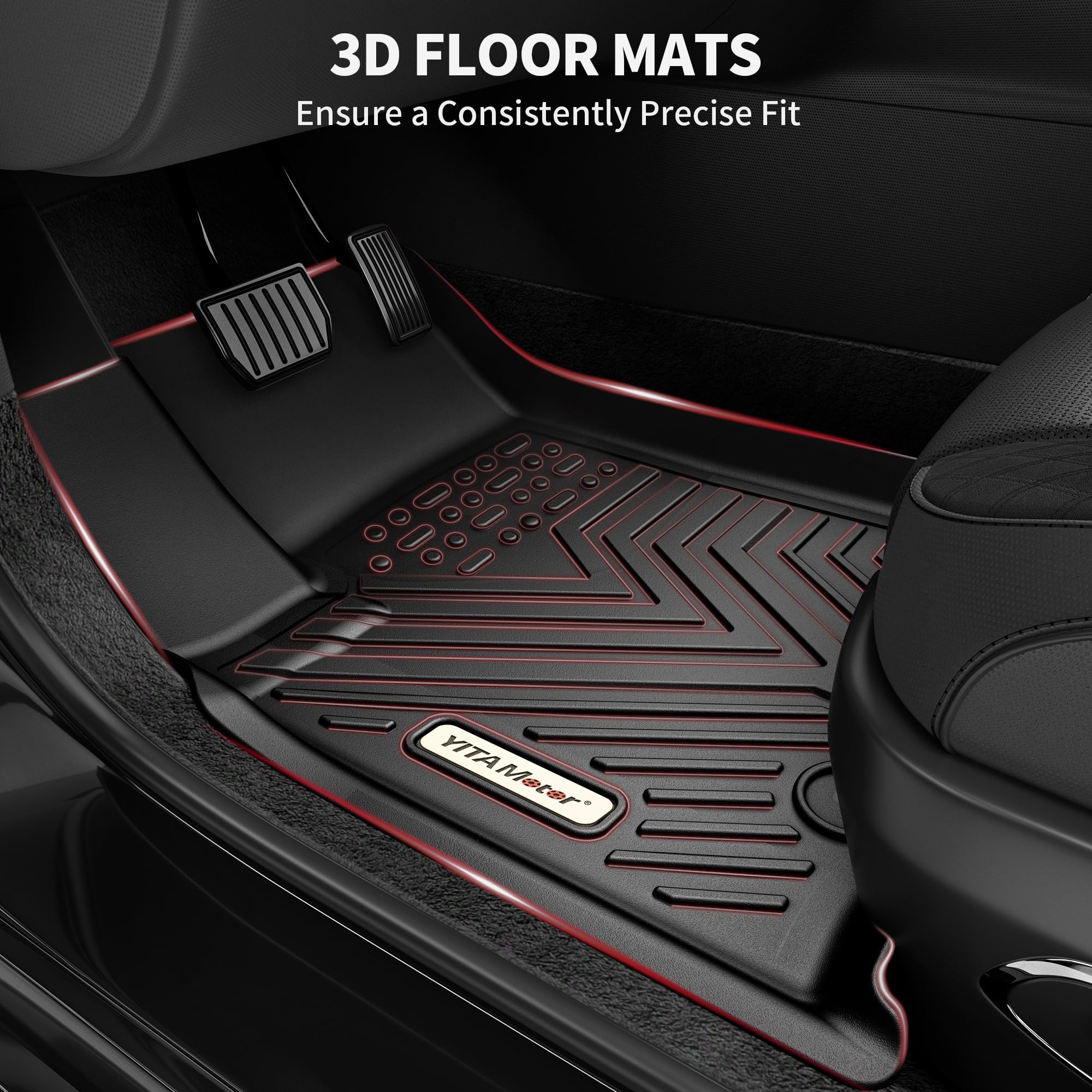 YITAMOTOR Floor Mats Compatible with 2016-2021 Honda Civic Coupe/Sedan/Type R, 2017-2021 Honda Civic Hatchback, 1st & 2nd Row All Weather Protection, Black