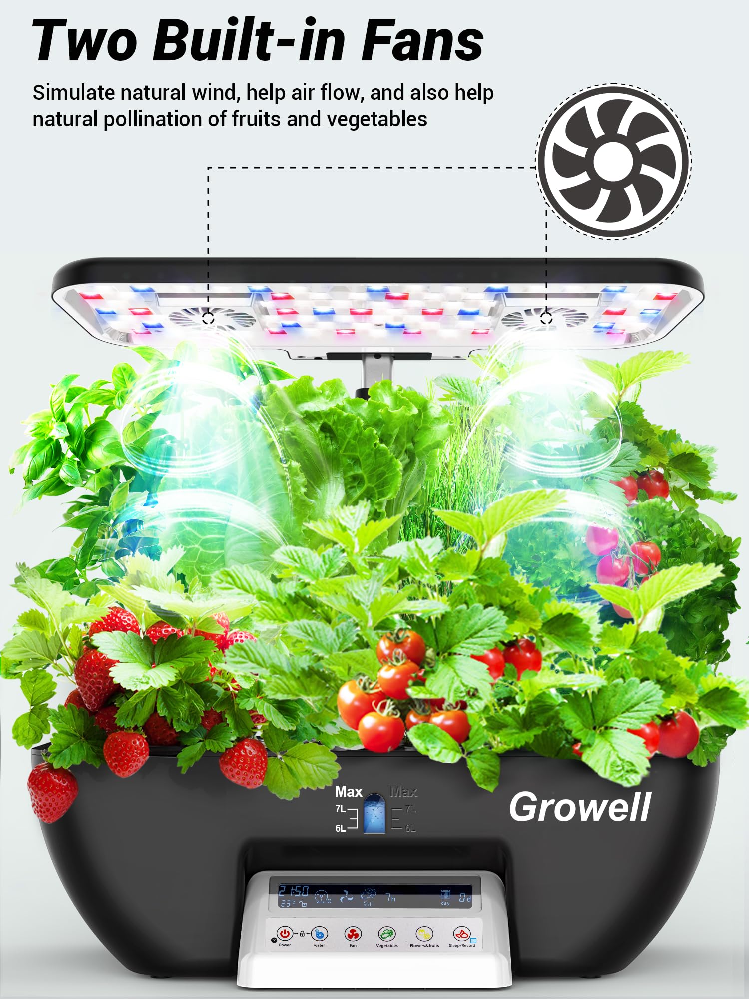 Hydroponics Growing System Kit, 17 Pods Herb Garden with 102 28W Full-Spectrum Grow Lights & 2 Fans, Indoor Garden with Water Pump, 10L Water Tank, Auto Timer, Height Adjustable (Black & White)