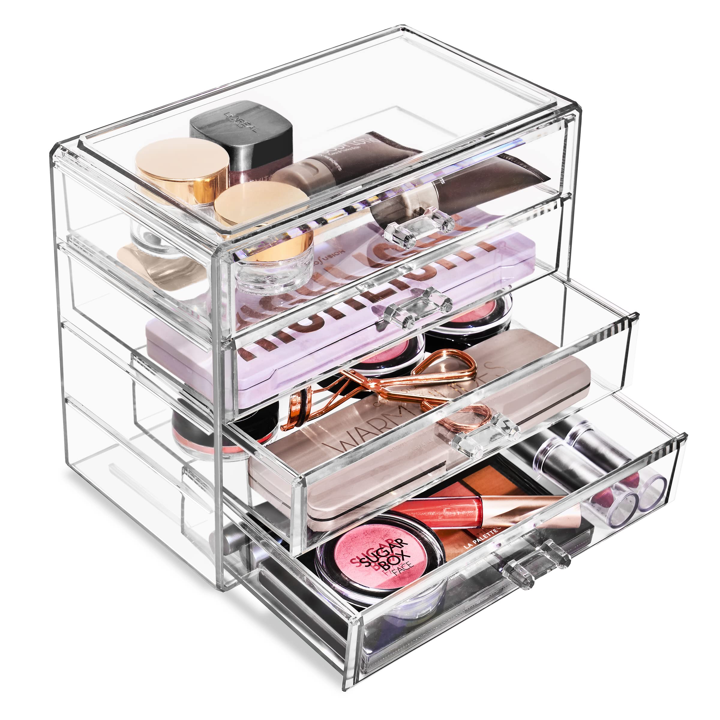 Sorbus Makeup Organizer - 4 Drawer Acrylic Make Up Organizers and Storage for Cosmetics, Jewelry, Beauty Supplies, Clear Makeup Organizer for Vanity, Girl's Room, College Dorm, Counter, Bathroom-Sinks