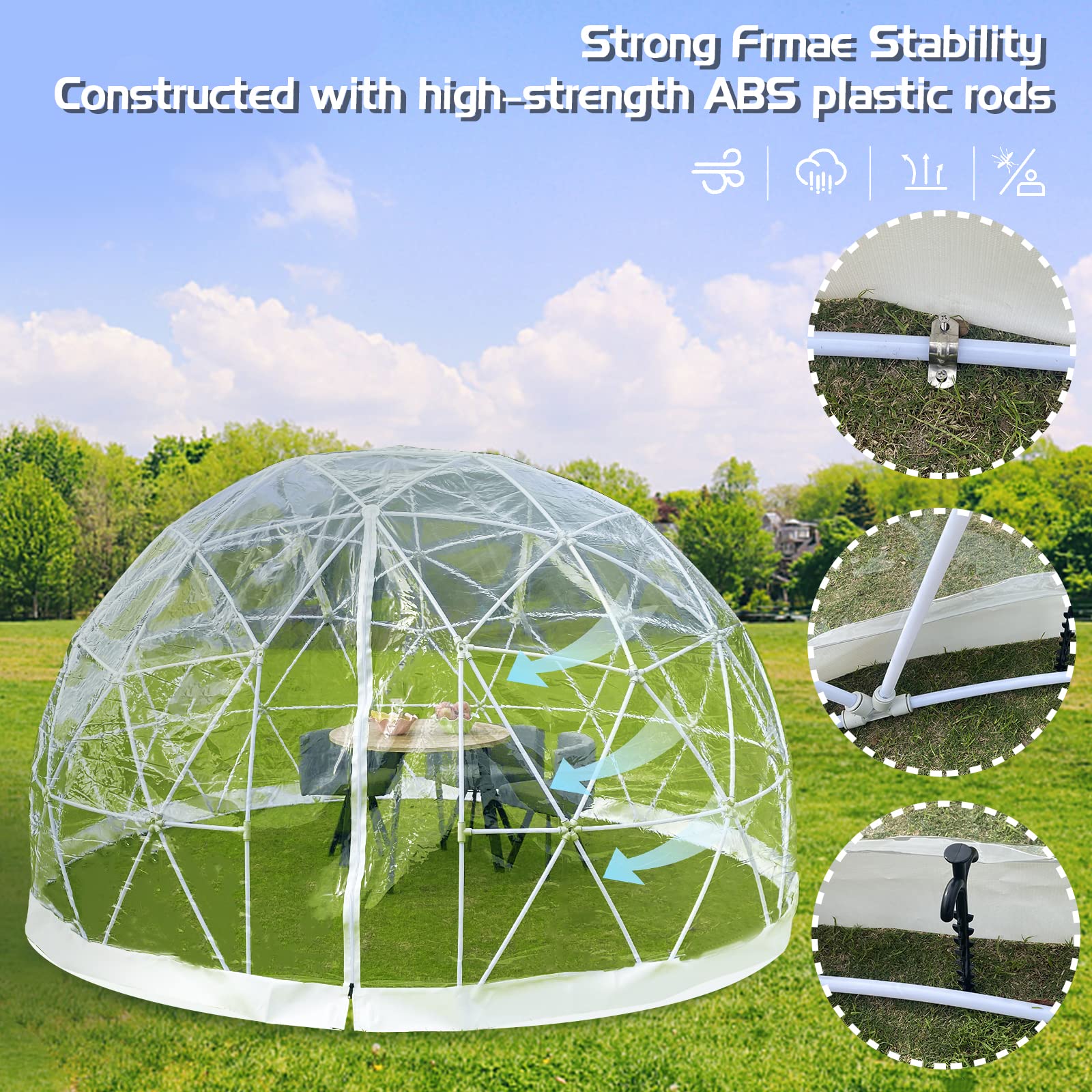 Garden Dome Igloo Bubble Tent House Outdoor 12 FT, Weatherproof Greenhouse Bubble Tent, Transparent Garden Dome House for Backyard, Party