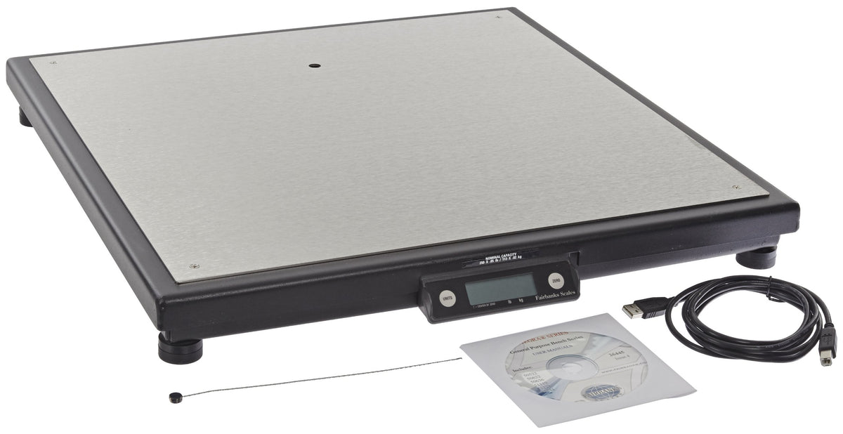 Fairbanks Scales 31081 Ultegra Max R9050 Series Flat Top Parcel Shipping Scale, 21" Length, 21" Width, 2-1/2" Height, 250 lbs Capacity, 0.05 lbs Readability