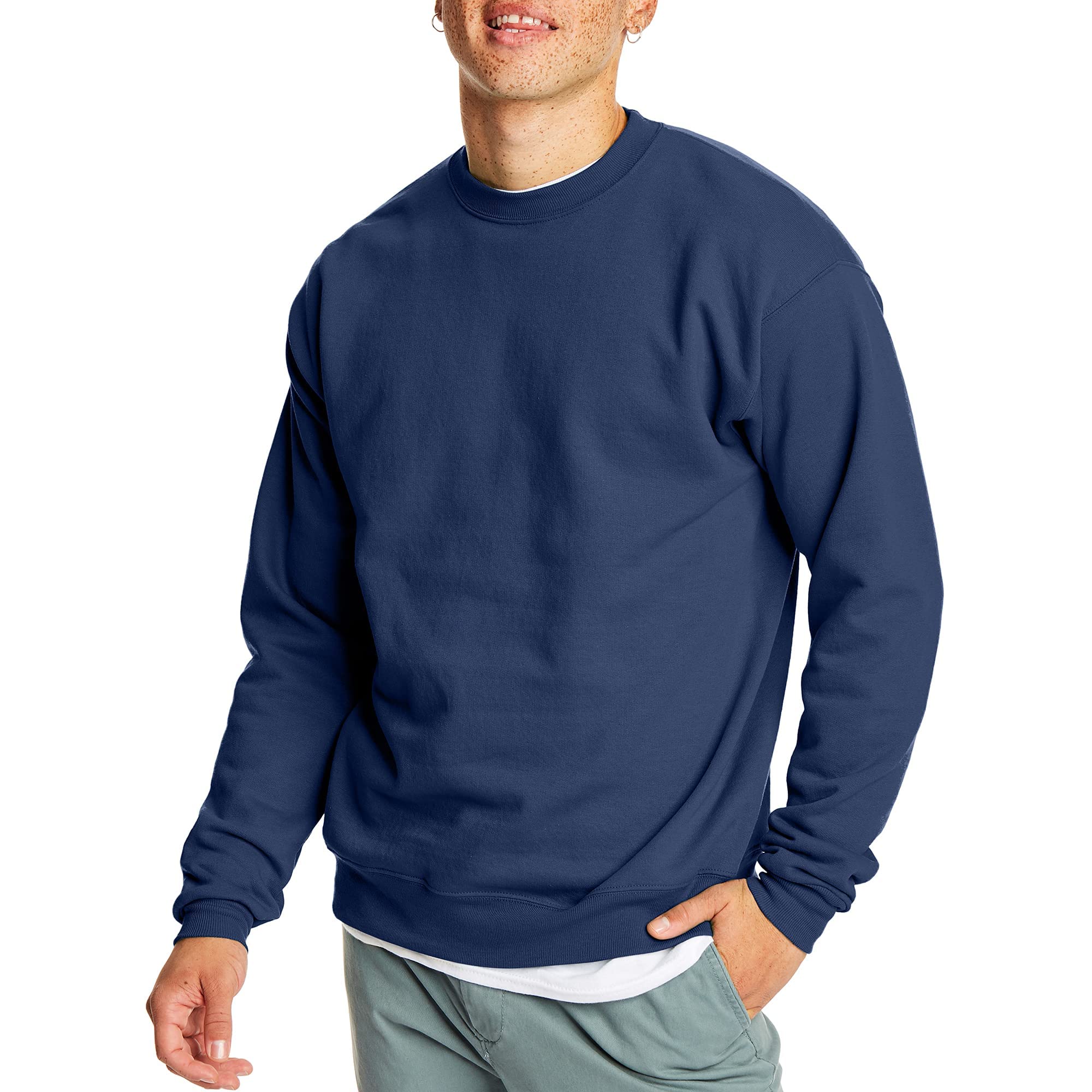 Hanes mens Ecosmart Sweatshirt, Navy, X-Large US