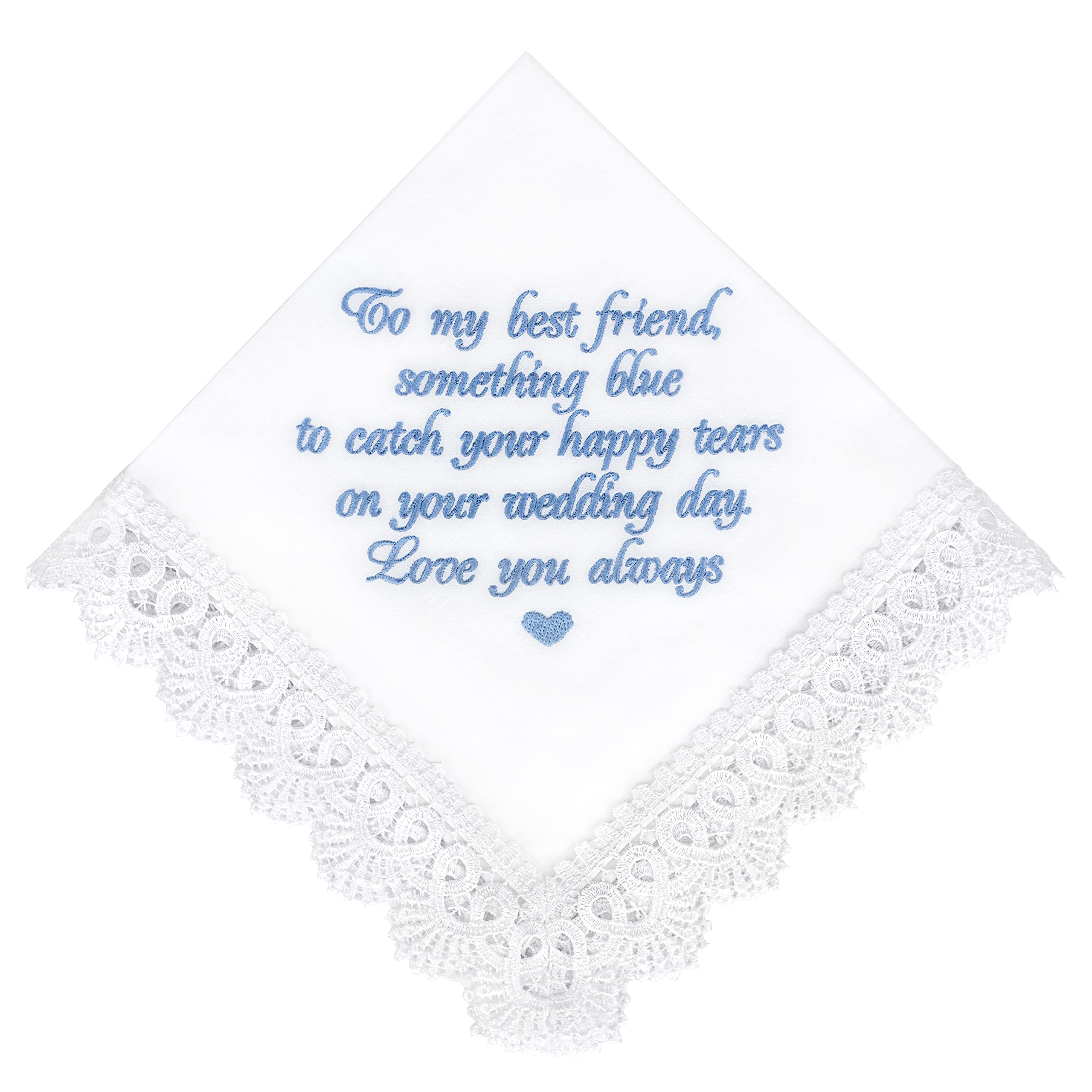 Something Blue for Bride Gift for Bride from Maid of Honor Best Friend Wedding Gift to Bride from Bridesmaid Bridal Handkerchief Blue Hankerchief Bridal Shower Gift New Borrowed Old Embroidered